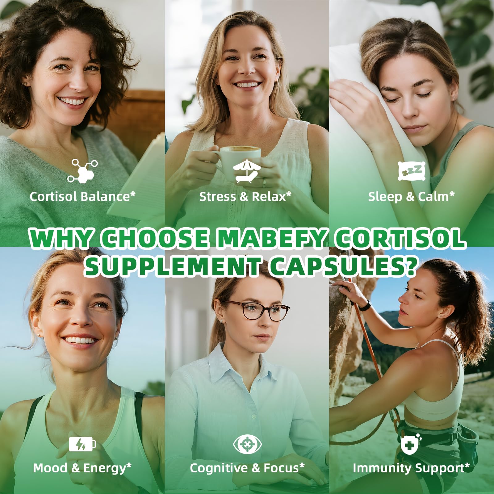 MABEFY Cortisol Supplements for Women/Men - 10 in 1 Cortisol Manager Reducer Lower Detox Balance with Magnesium, Ashwagandha, L-Theanine for Stress, Sleep, Calm, Mood Support - 60 Capsules for 30 Days MABEFY Au supplements