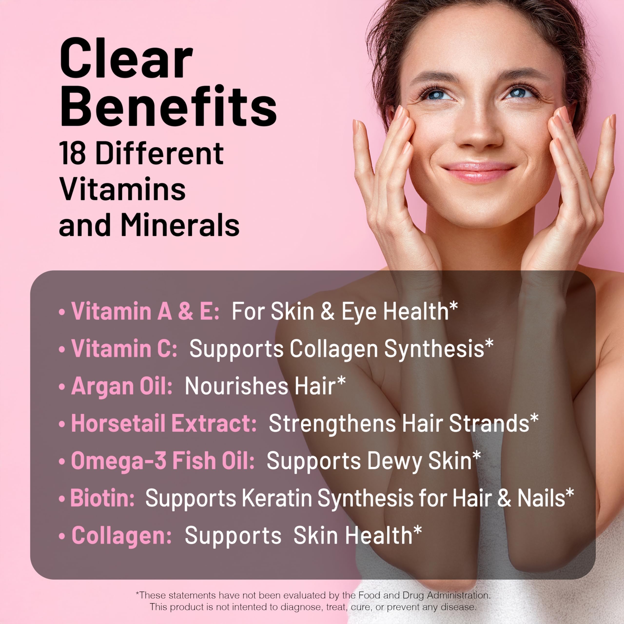 NatureWise Hair Skin and Nails Vitamin, Biotin 5000mcg w/Hyaluronic Acid, Collagen for Women with C, B Complex, D3, A, E, Iron