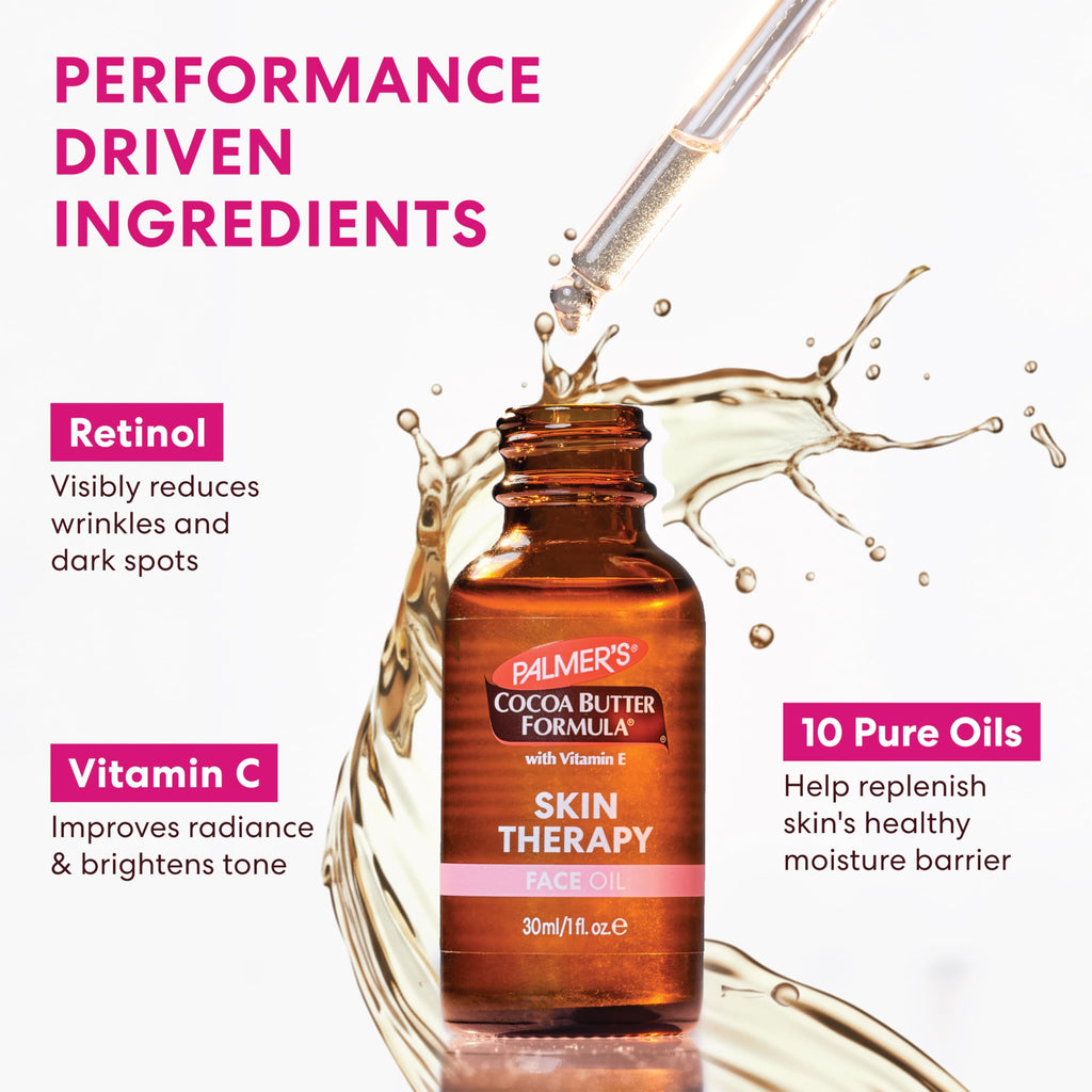 Palmer's Cocoa Butter Formula Moisturizing Skin Therapy Oil for Face with Vitamin E, C & 10 Pure Facial Oils Blend