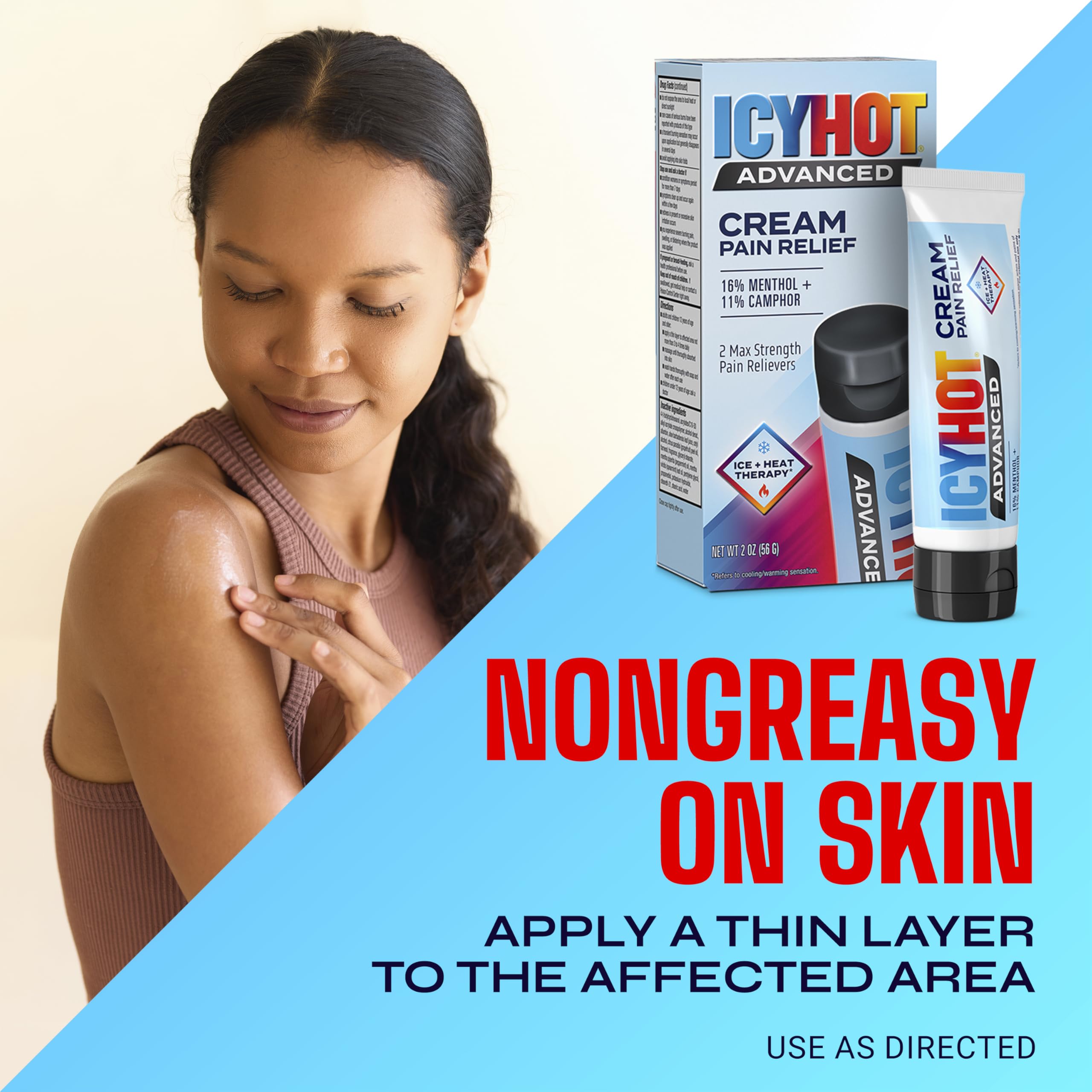 Icy Hot Advanced Pain Relief Cream, Fast-Acting, Max Strength Pain Relief with Menthol 16% and Camphor 11%, Ice and Heat Contrast Therapy for Backaches, Joints, Muscle Strains and Arthritis, 2 oz Icy Hot Au supplements