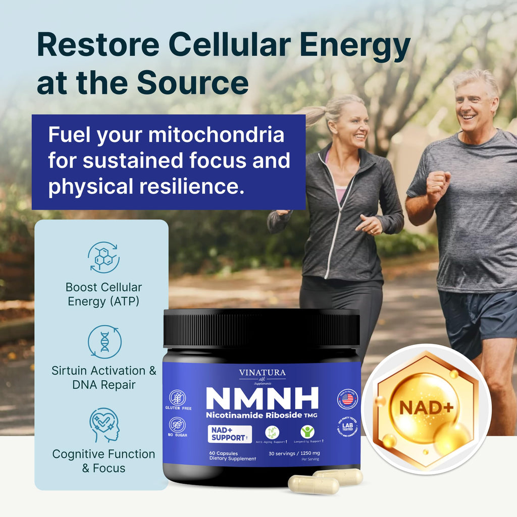 VINATURA NMNH (NMN Supplement Alternative) Nicotinamide Riboside & TMG - NAD Supplement for Anti-Aging - 60 Capsules VINATURA Au supplements