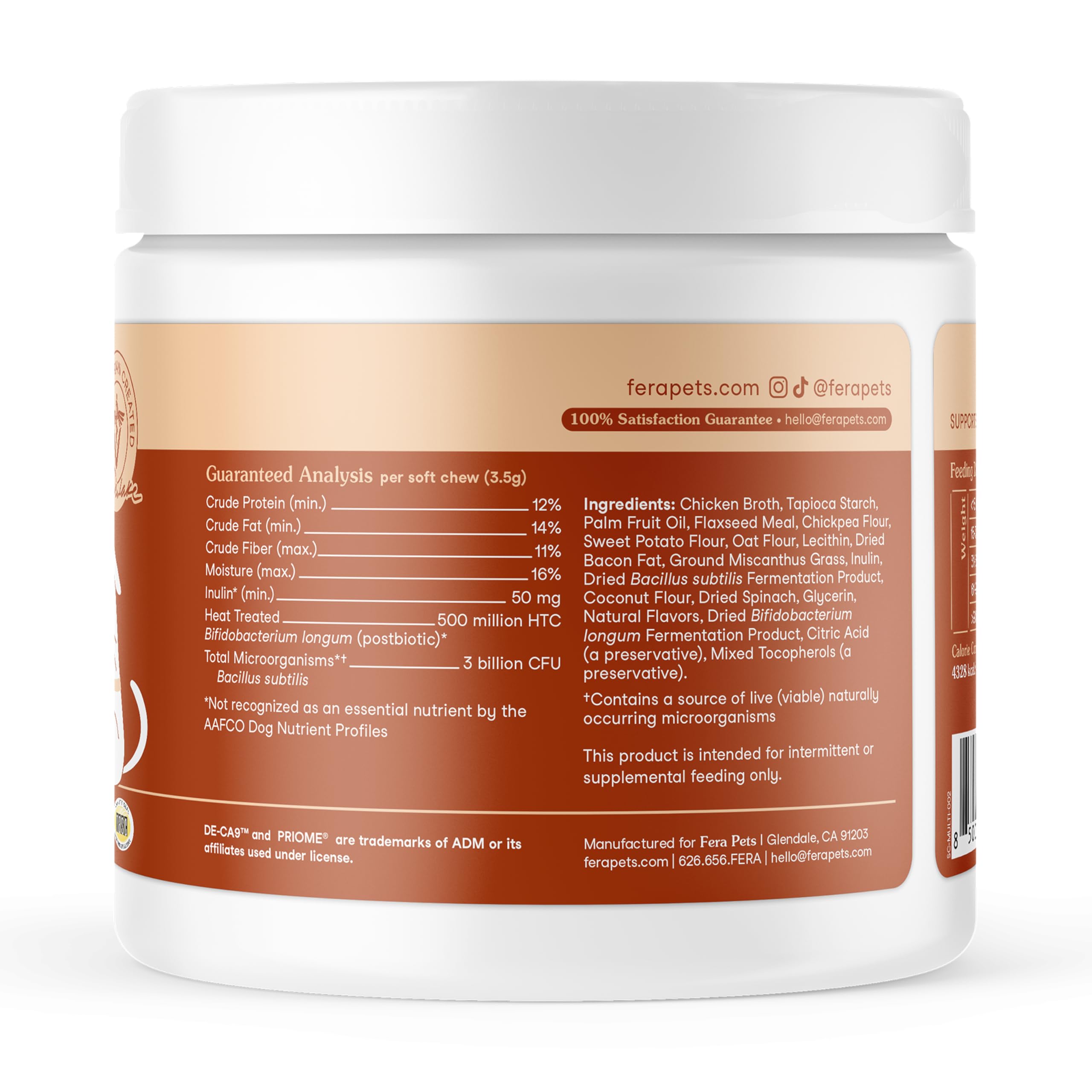 Fera Pets Probiotics for Dogs with Prebiotics and Postbiotics - Full Spectrum Gut Health Support - Promotes a Balanced Gut Microbiome - Boosts Immune Health - 30 Soft Chews Fera Pets Au supplements