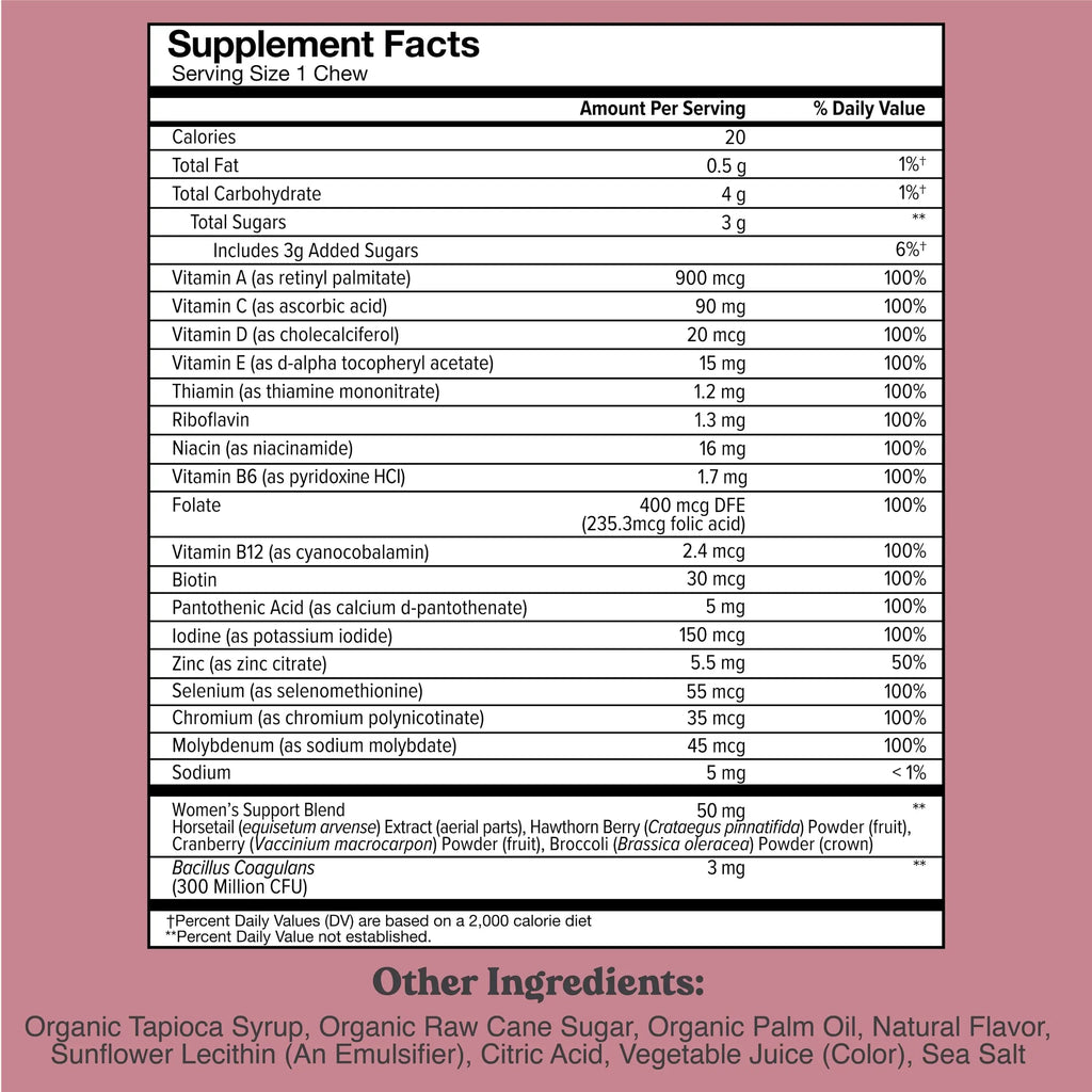 Chewsy Women's Multivitamin Chews, Immune & Energy Support, Vitamins C, B12, A, D, E CHEWSY Au supplements
