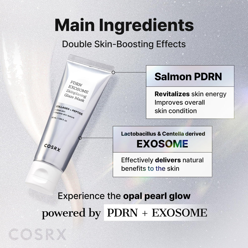 COSRX PDRN EXOSOME Glaze Wrapping Mask with SALMON DNA PDRN, Easy Peel-Off Overnight Mask for Glass Skin, Firmness