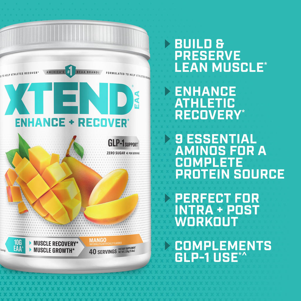 Xtend EAA + BCAA Powder for Muscle Recovery & Lean Muscle Growth, 9 Essential Amino Acids for Intra Workout or Post Workout Recovery