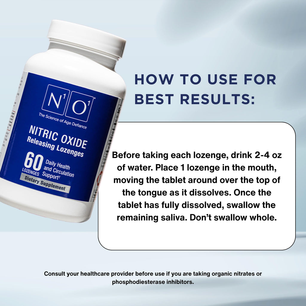 N1O1 Nitric Oxide Lozenges - 60 Count - Nitric Oxide Supplement for Heart Health, Circulation, Energy, Blood Flow, Oxygenation, Healthy Blood Pressure
