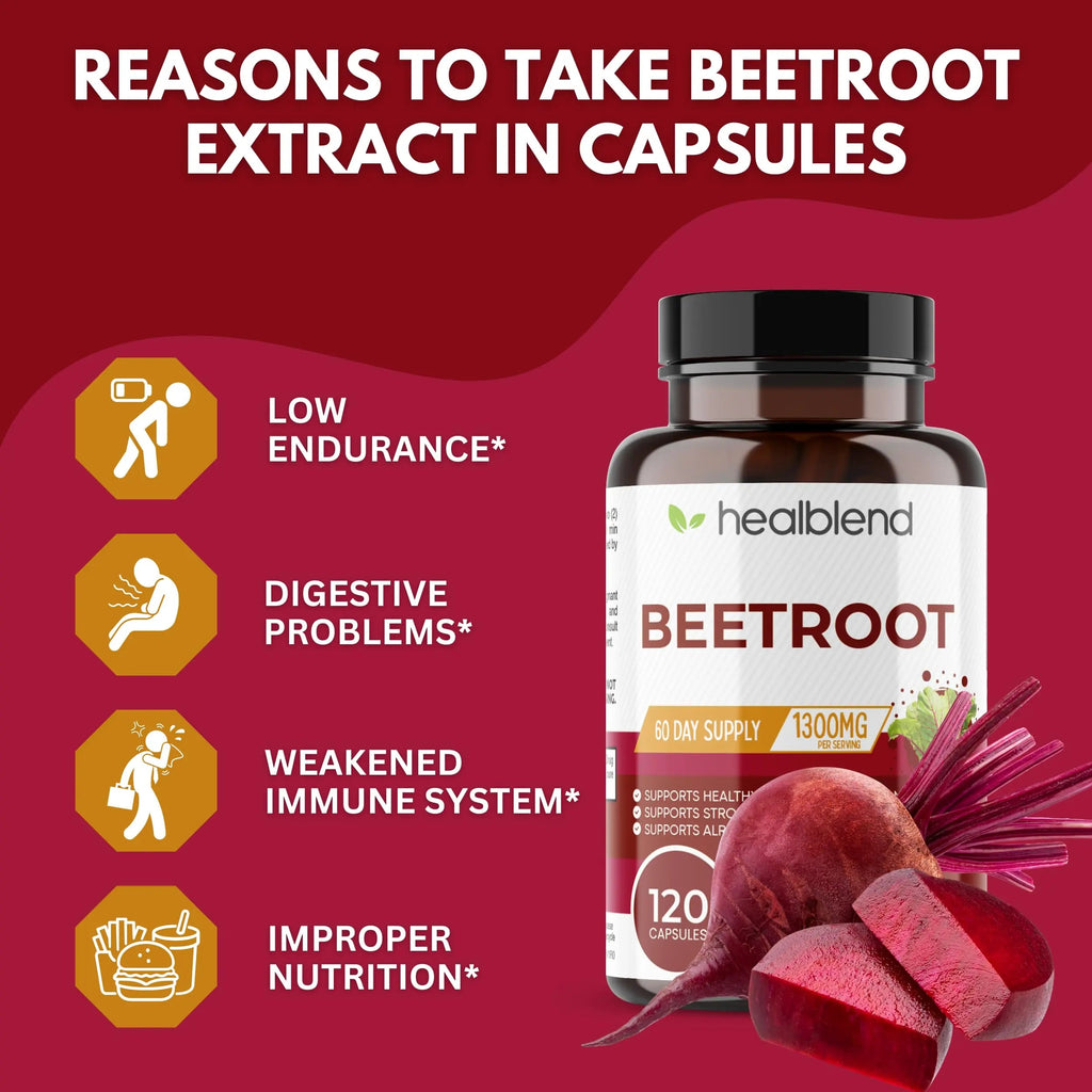 healblend Organic Nitric Oxide Beet Root Capsules 1300mg - Support Immune System healblend Au supplements