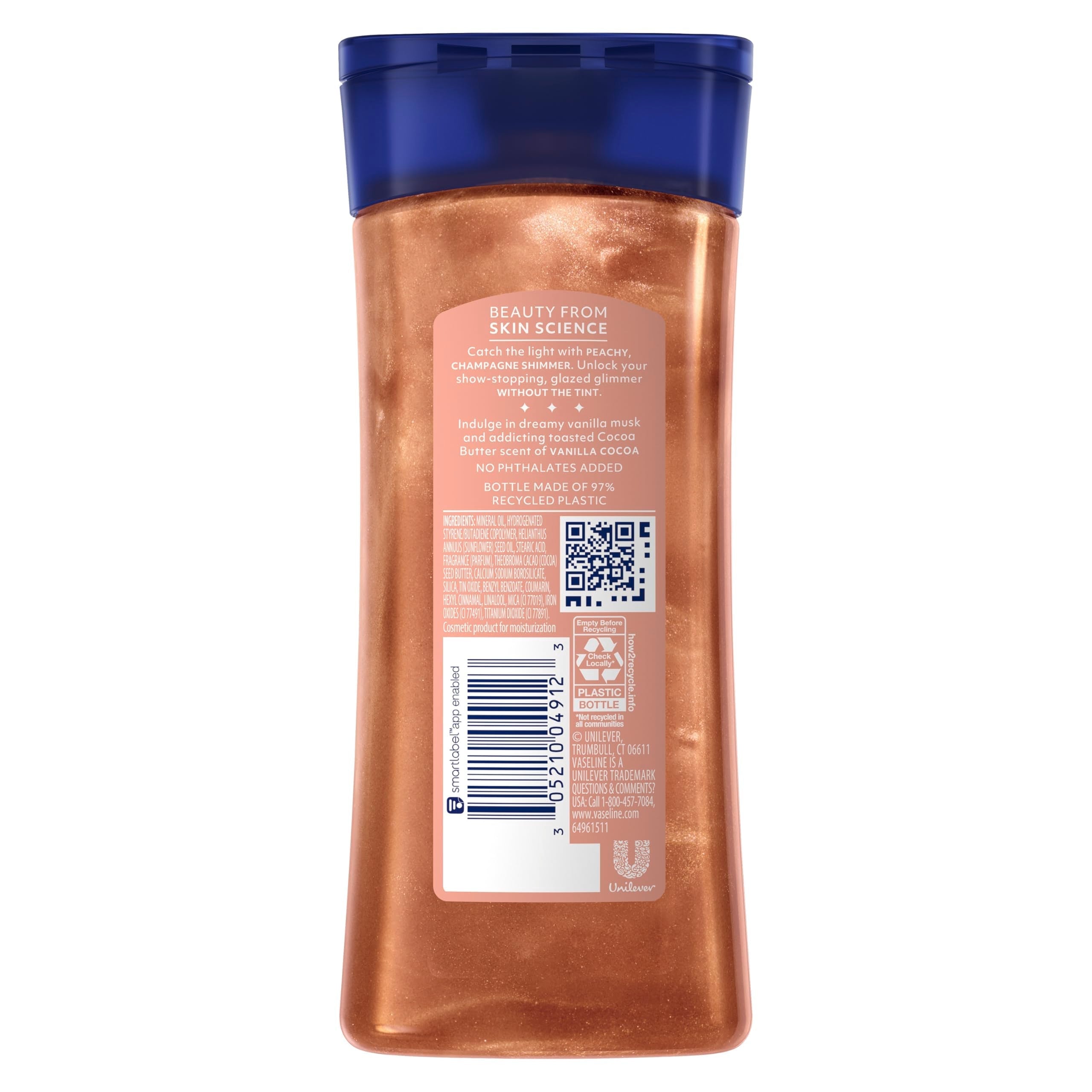 Vaseline Glazed and Glisten Sunlit Glow Body Gel Oil Vanilla Cocoa Shimmering with Ultra-Hydrating Lipids