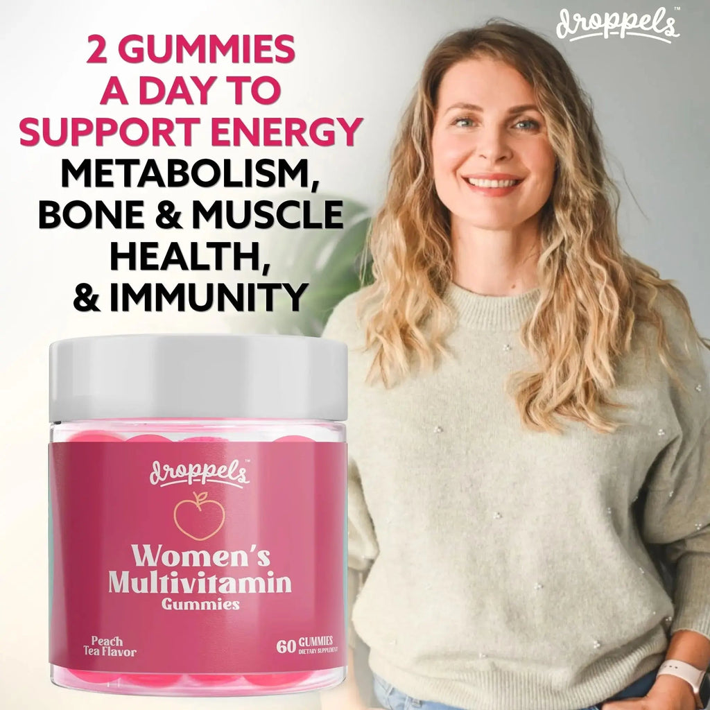 Droppels Women's Multivitamin Gummies with Folic Acid, Vitamins A, D, C, E, K, B6, B12, Biotin & More | Vegan, Non-GMO & Pectin-Based Daily Vitamins for Women | Droppels Au supplements