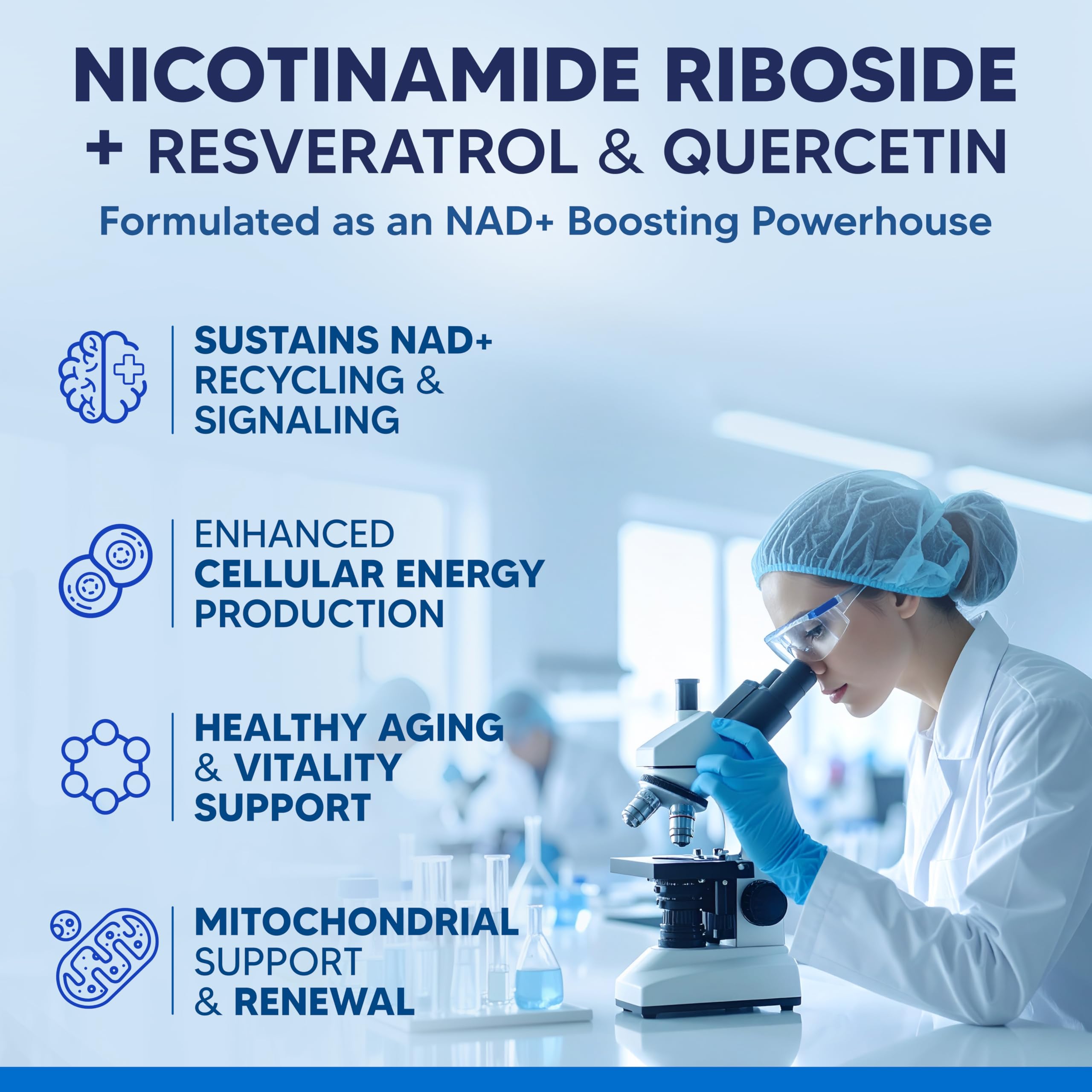 aSquared Nutrition NAD Resveratrol Supplement - NAD+ Nicotinamide Riboside 500mg (Vitamin B3) Plus Trans-Resveratrol & Quercetin - NMN Alternative for Men & Women - 60 Capsules aSquared Nutrition Au supplements