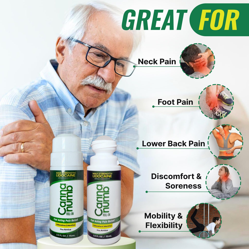 Cannanumb Pain Relief Roll On with Lidocaine, Fast Acting Pain Relief with Arnica + Boswellia + Menthol - 2.5oz Cannanumb Au supplements