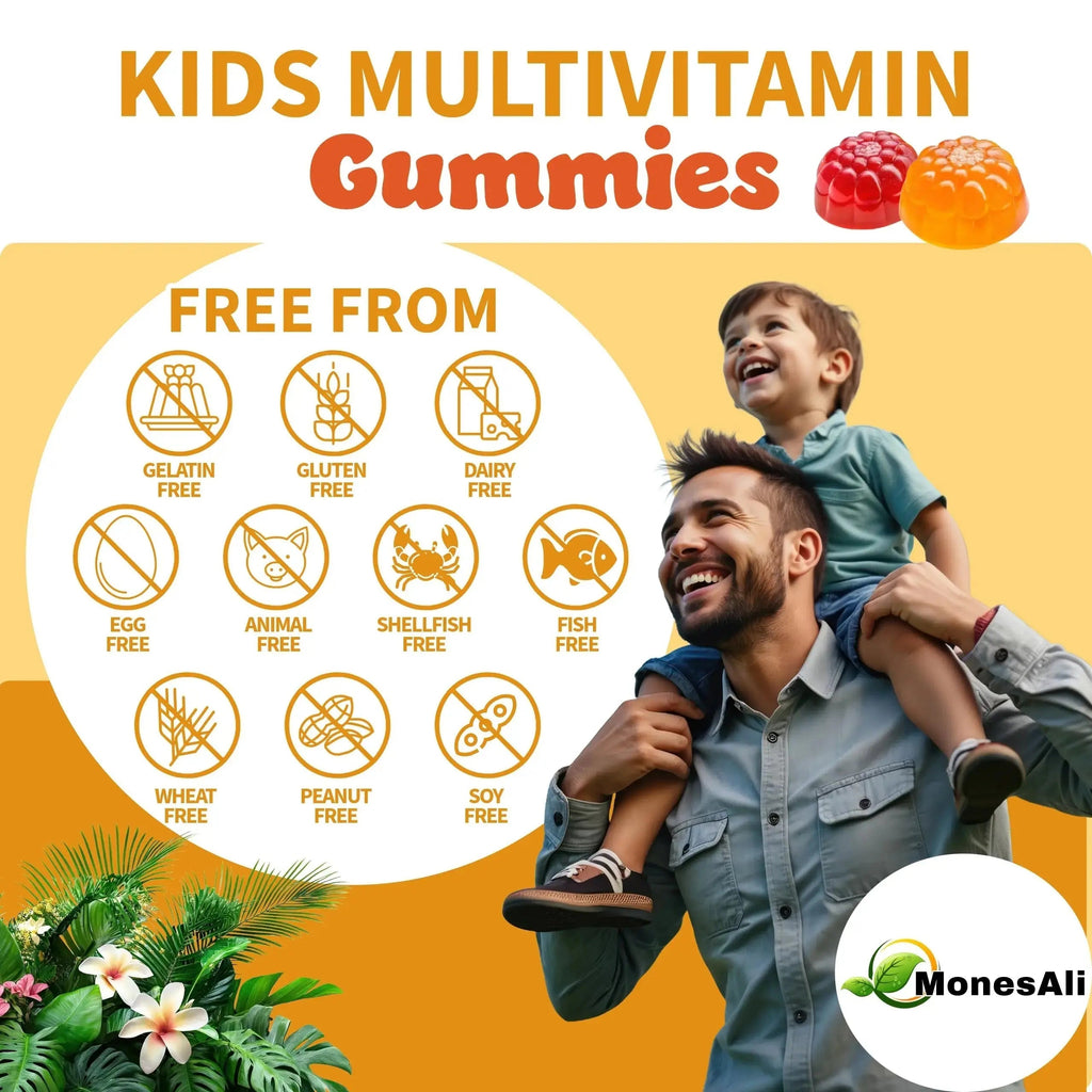 MonesAli Kids Multivitamin Gummies with Iron & Probiotics – Vegan, Gelatin-Free, Halal, Orange & Strawberry Flavors, 90 Count MonesAli Au supplements