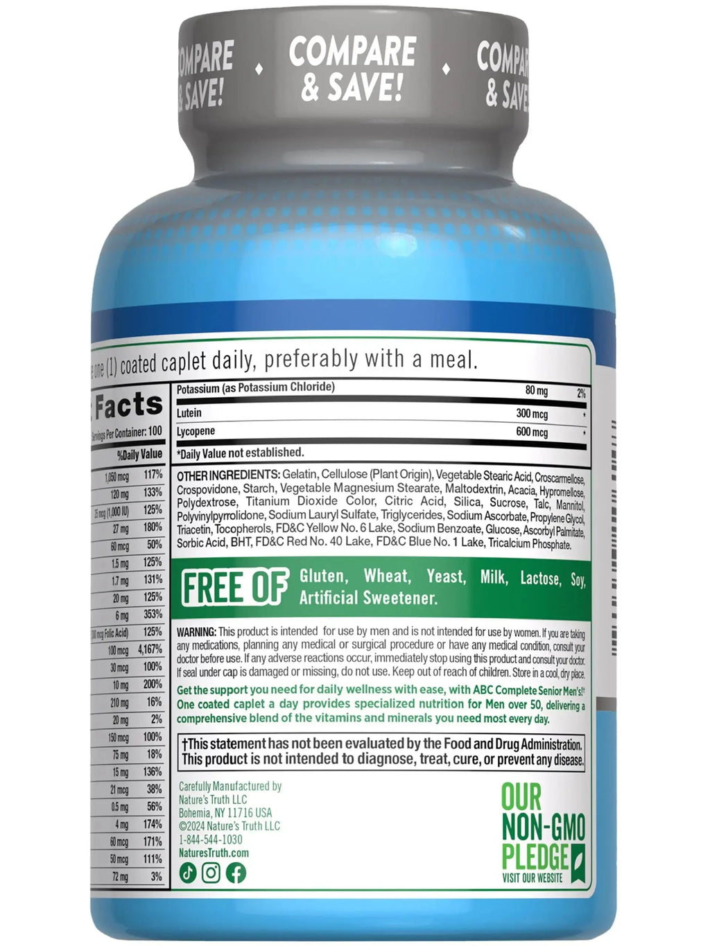 Nature's Truth Men's 50+ Multivitamin | with Vitamins A, C, E, B6 & B12 | 100 Count | Non-GMO & Gluten Free Nature's Truth Au supplements