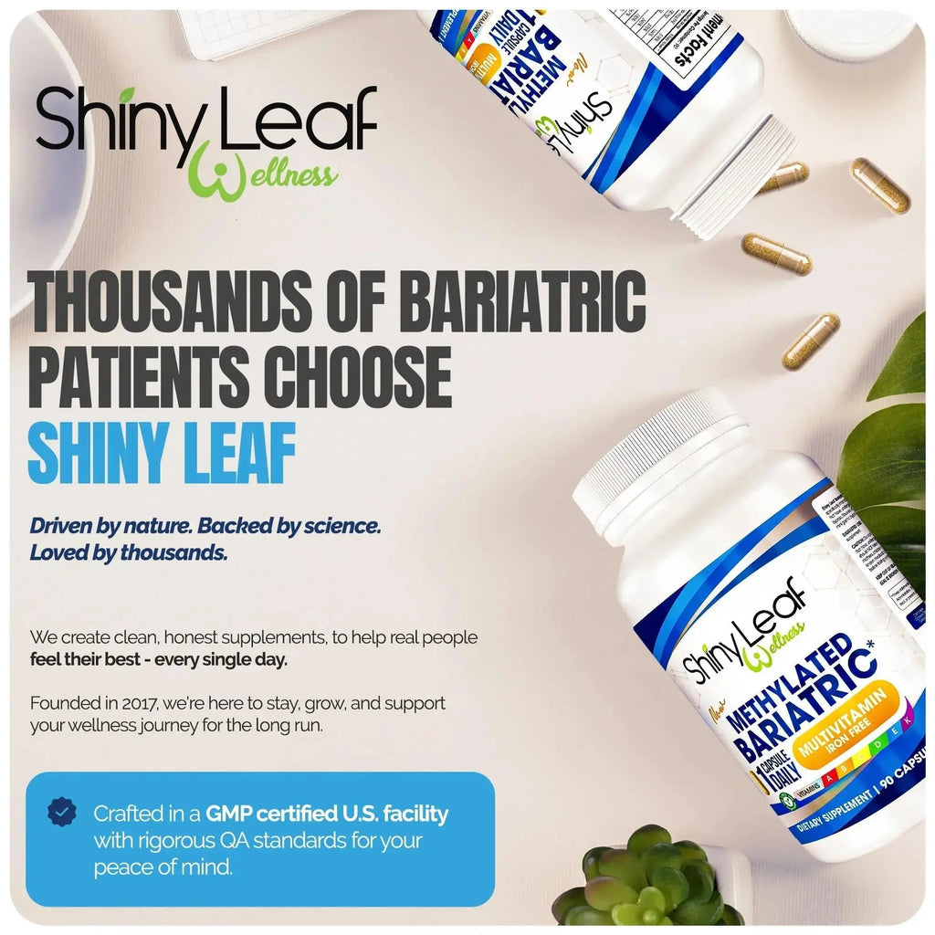 Shiny Leaf Methylated Bariatric Multivitamin Without Iron – Vitamins for Gastric Bypass & Sleeve, 1 Daily Capsule W Methylated Folate, B12, A, C, D, K Shiny Leaf Au supplements