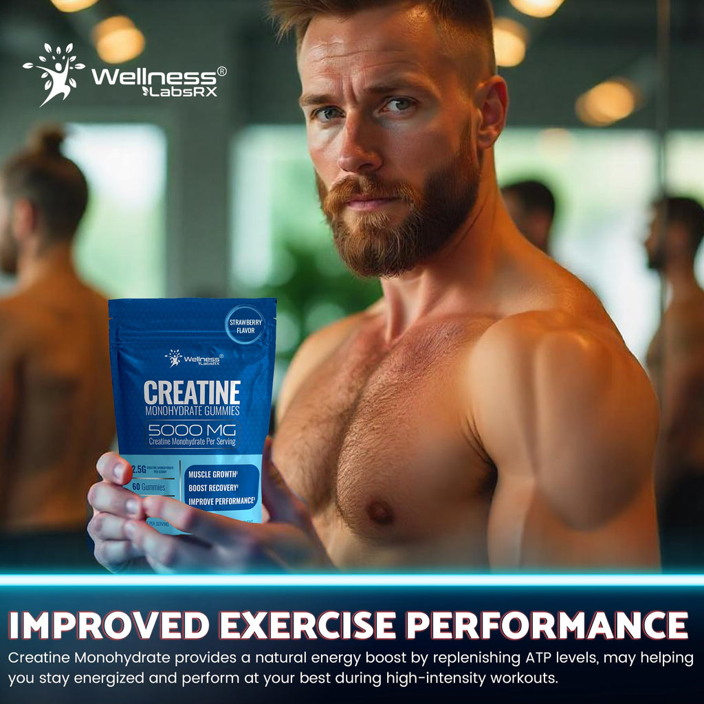 Creatine Gummies 5000mg, 30 Servings Creatine Monohydrate Gummies - Third-Party Tested Creatine for Women, Strawberry Flavor Creatine for Men, Muscle Growth,