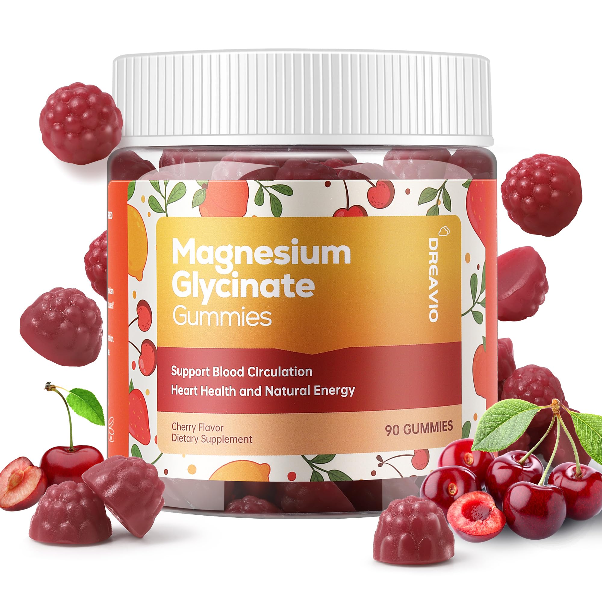 DREAVIO 90 Count Magnesium Glycinate Gummies w/Ashwagandha Supplement - Sugar Free Zinc Magnesium Glycinate