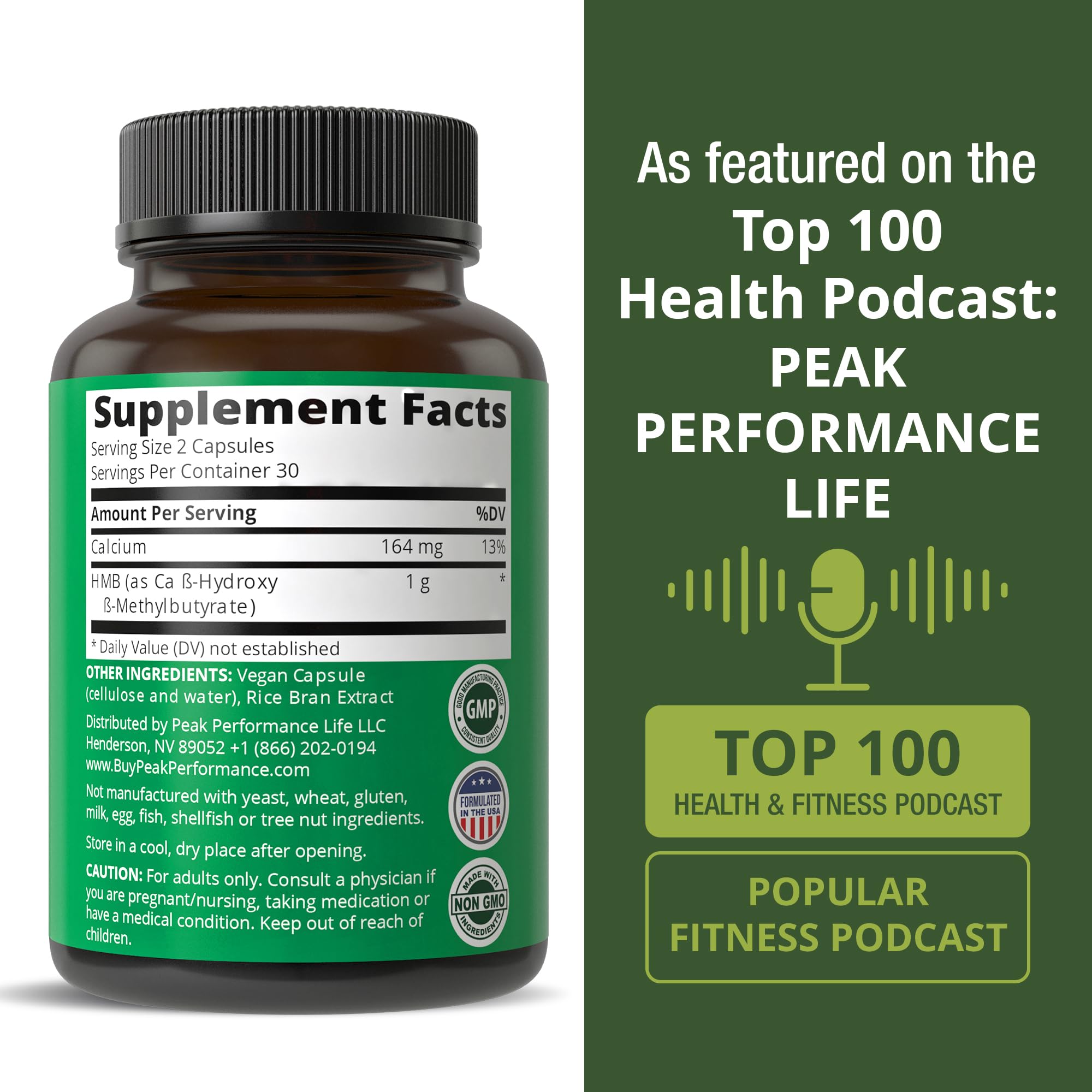 Peak Performance Advanced HMB Supplement for Men & Women. Calcium Beta Hydroxy Beta-Methylbutyrate Capsules. Supplements for Strength, Recovery, & Lean Muscle. 1000mg of Pure HMB Per Serving Peak Performance Au supplements
