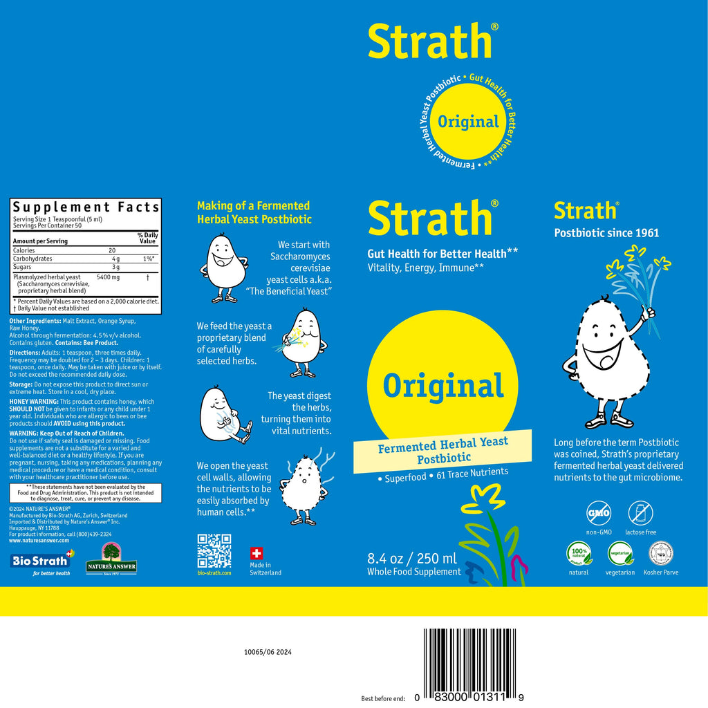 Strath Fermented Herbal Yeast Postbiotic - (8.4 Fl oz) Daily Nutritional Food Supplement Liquid | Supports Metabolism | Vegetarian | Lactose-Free | No Artificial Additives Bio-Strath Au supplements
