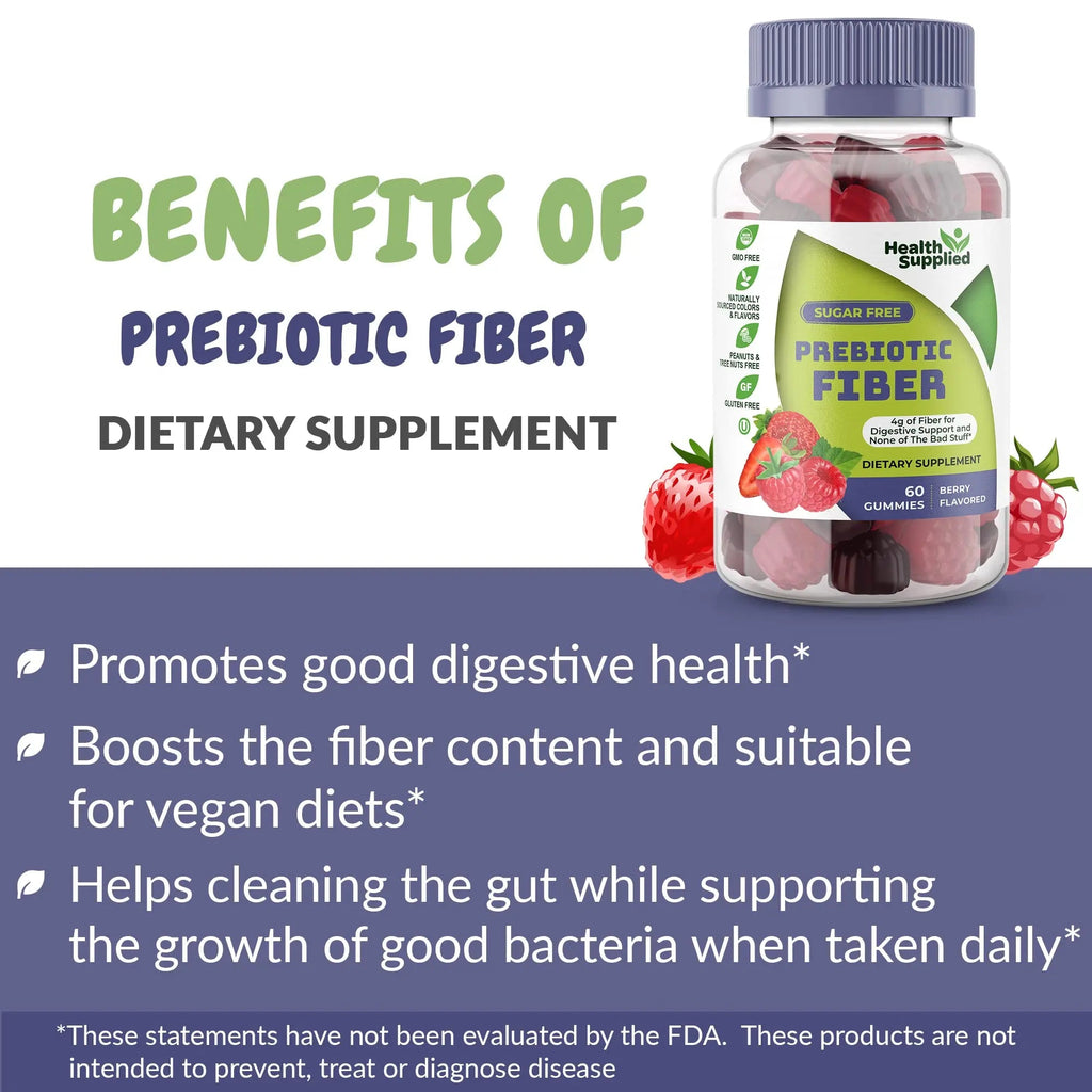 Fiber Prebiotic Gummies Sugar Free, Keto Friendly | Gut Cleansing, Digestive Health Regularity Health Supplied Au supplements