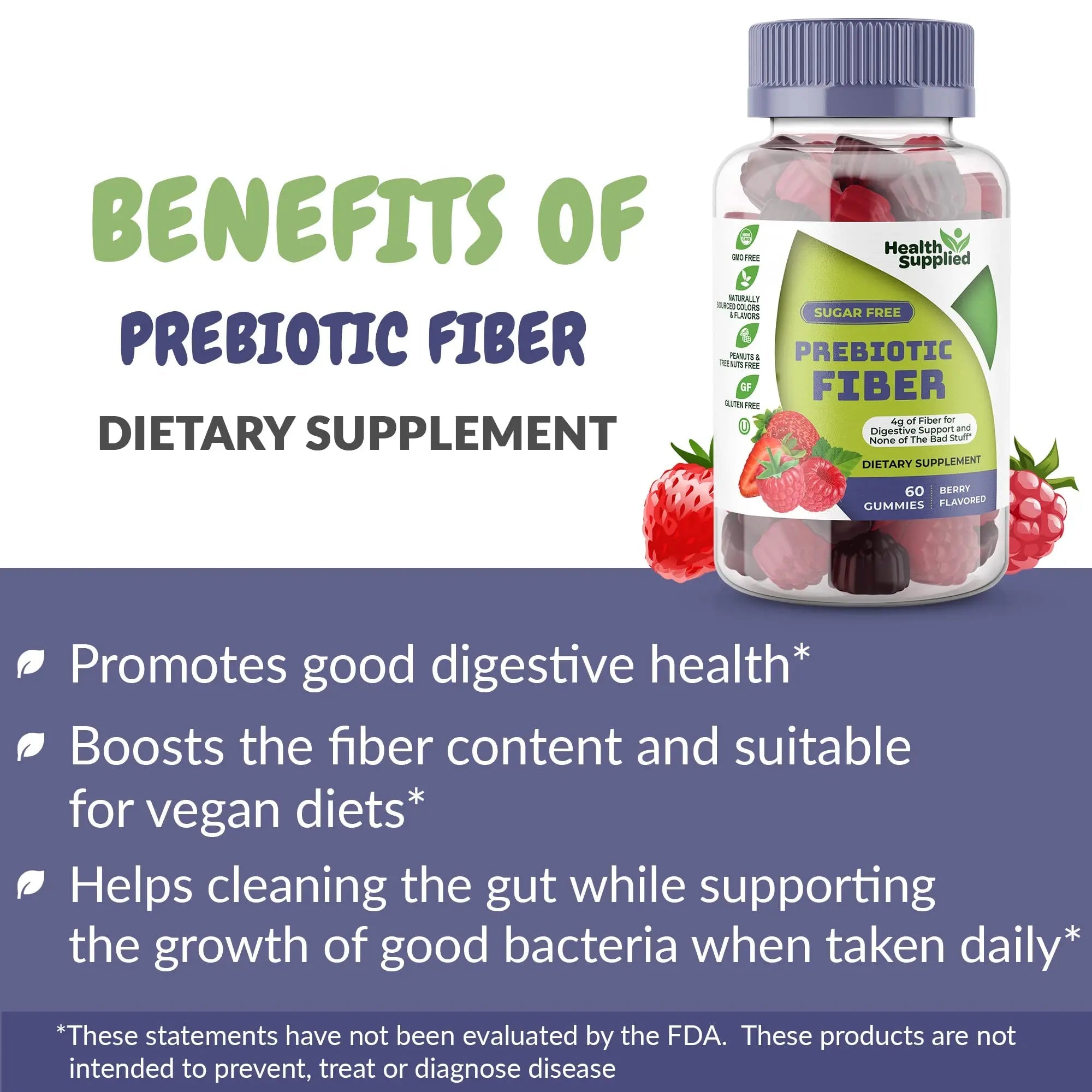 Fiber Prebiotic Gummies Sugar Free, Keto Friendly | Gut Cleansing, Digestive Health Regularity Health Supplied Au supplements