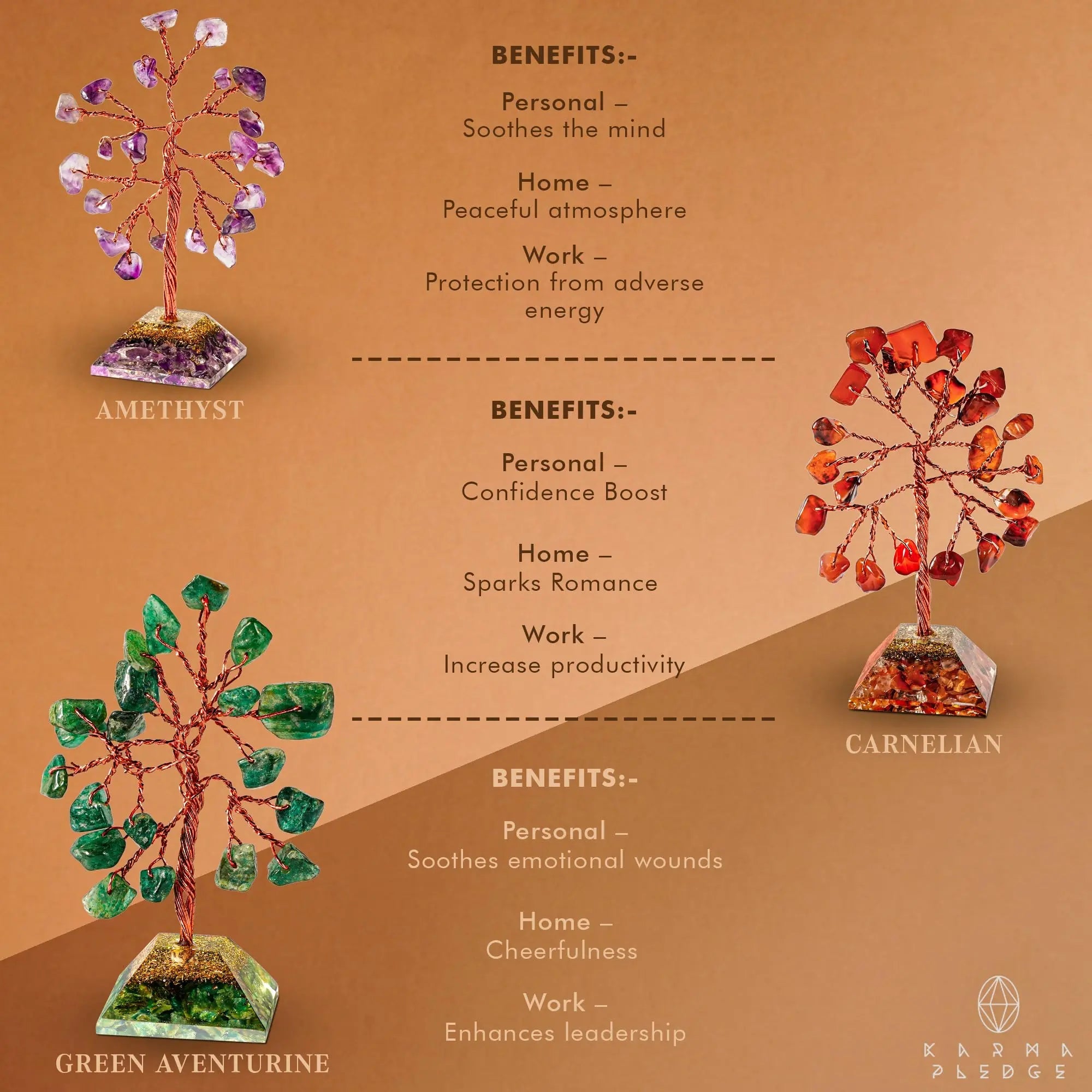 Crystal Tree Tree of Life 7 Chakra Healing Crystals & Stones for Positive Energy, Good Luck Gifts KARMAPLEDGE Au supplements
