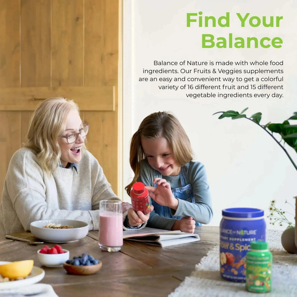 Balance of Nature Fruits & Veggies Supplements - Whole Fruit and Vegetable Ingredients for Women, Men, and Kids - 90 Fruits Capsules, 90 Veggies Capsules - 2 Sets Balance of Nature Au supplements