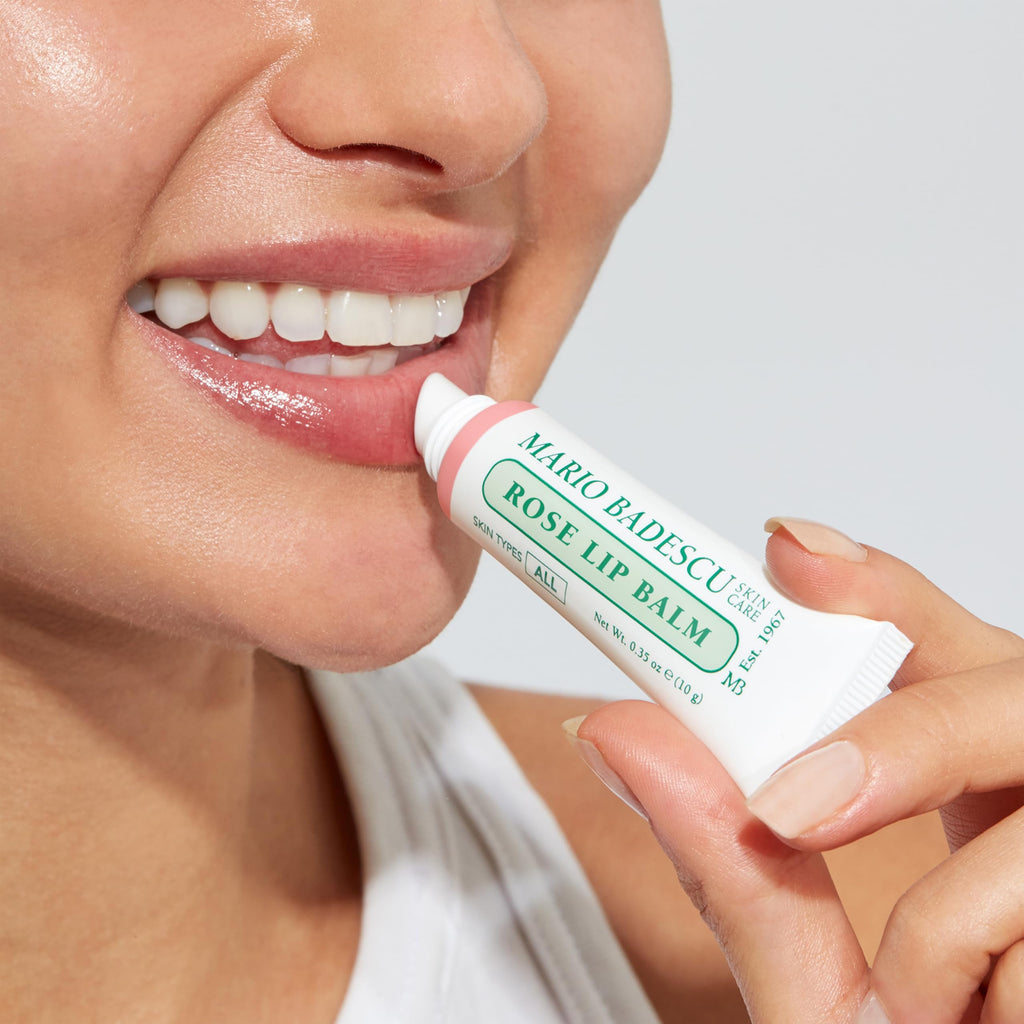 Mario Badescu Moisturizing Rose Lip Balm for Dry Cracked Lips, Infused with Coconut Oil and Shea Butter