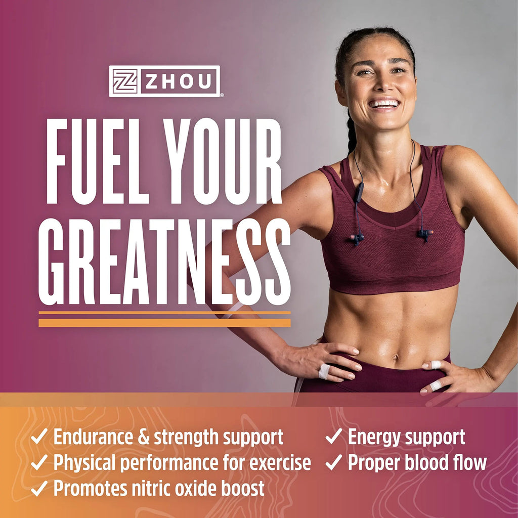 Zhou Nitric Oxide with L Arginine, Citrulline Malate, AAKG and Beet Root | Powerful N.O. Zhou Nutrition Au supplements