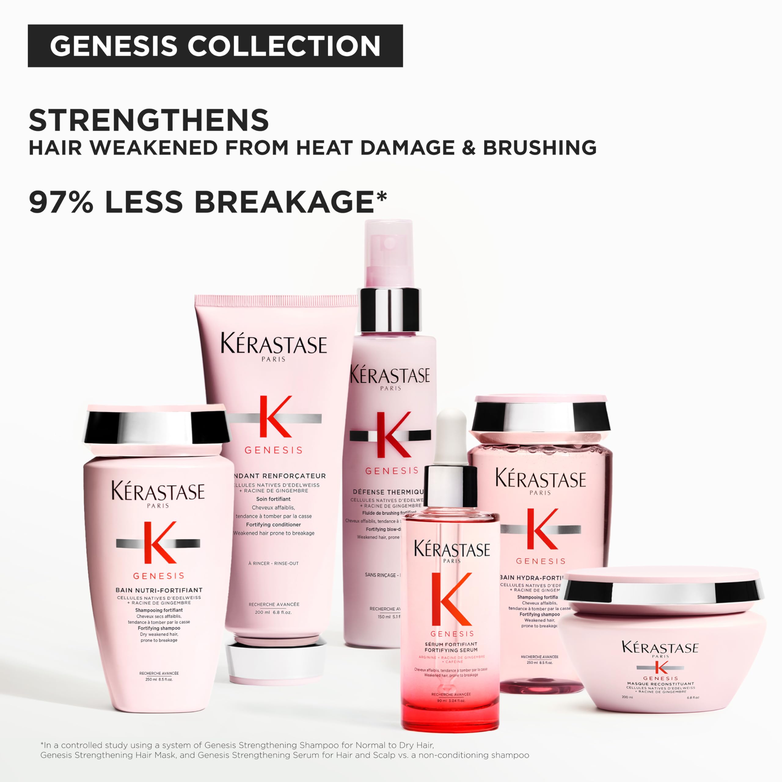 Kerastase Genesis Hair Serum - Prevents Hair Fall from Brushing, Strengthens Weak Hair, Enriched with Ginger & Caffeine, 97% Less Breakage, 3.04 Fl Oz KÉRASTASE Au supplements