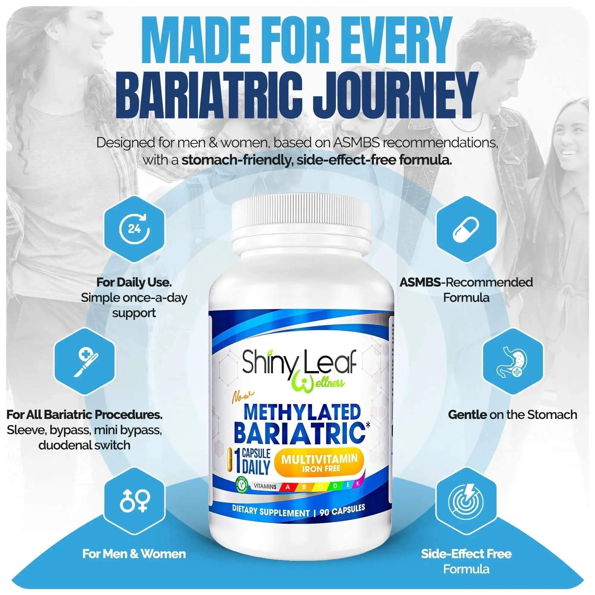 Shiny Leaf Methylated Bariatric Multivitamin Without Iron – Vitamins for Gastric Bypass & Sleeve, 1 Daily Capsule W Methylated Folate, B12, A, C, D, K Shiny Leaf Au supplements