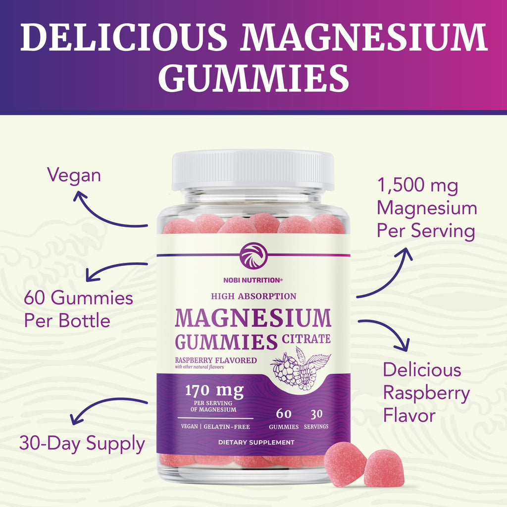 Magnesium Citrate Gummies | Extra Strength for Calm, Relaxation & Digestion | High Absorption Magnesium Gummies for Adults | Vegan, Non-GMO