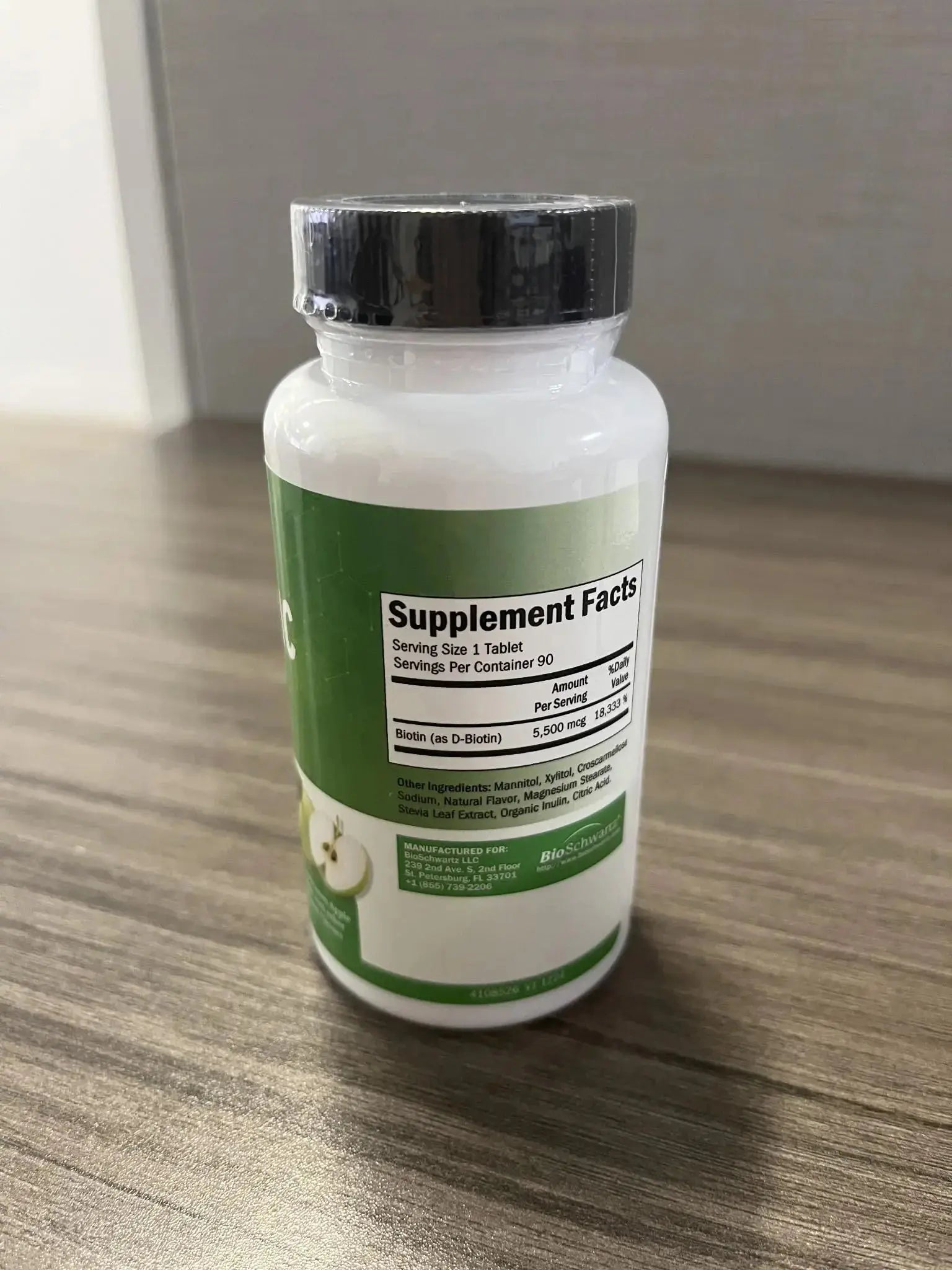 BioSchwartz Bariatric Biotin Chewable Tablets - 5500mcg Biotin per Serving - Green Apple Flavor, 3 Month Supply - Sugar-Free Hair Skin Nails Vitamins BioSchwartz Au supplements