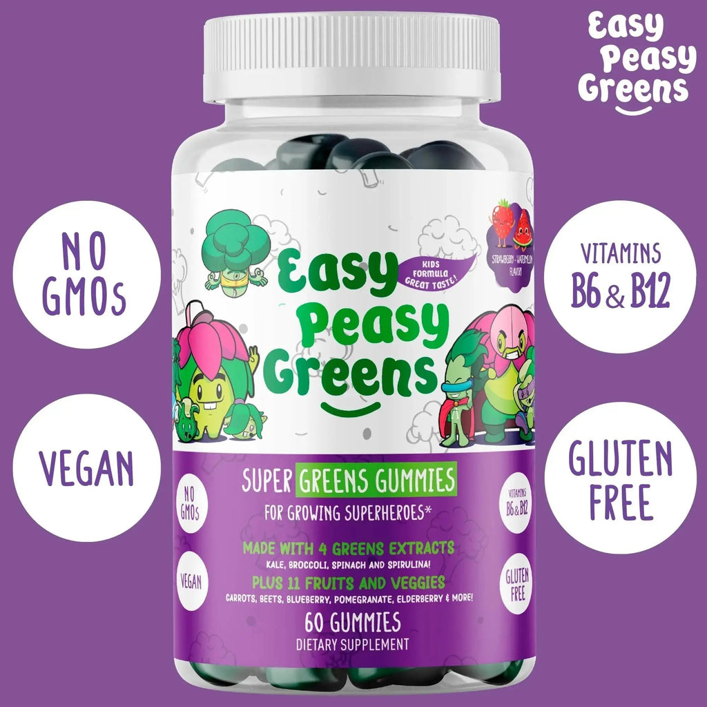 EasyPeasyGreens Daily Veggie Gummies for Kids - 60 Greens Gummies - Helps Picky Eaters Get Their Veggies in EASY PEASY GREENS Au supplements
