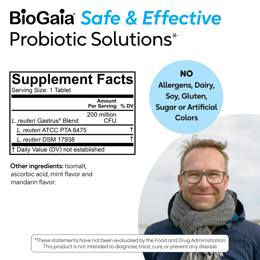 BioGaia Gastrus Gut Health Probiotic | Eases Abdominal Discomfort, Gas & Bloating | Promotes Regularity & a Healthy Gut | Contributes to a Balanced Microbiome | Backed by 30 Years of Research BioGaia Au supplements