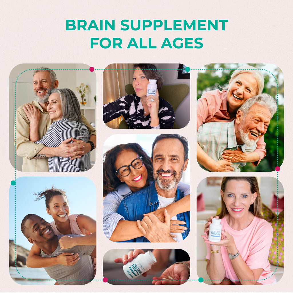 PUREHEALTH RESEARCH Ageless Brain Supplements for Memory and Focus - Nootropic Brain Health Supplement for Adults - with Bacopa Monieri, Alpha GPC, L-Tyrosine, Vitamin B6, Niacin & More, 60 Capsules PUREHEALTH RESEARCH Au supplements