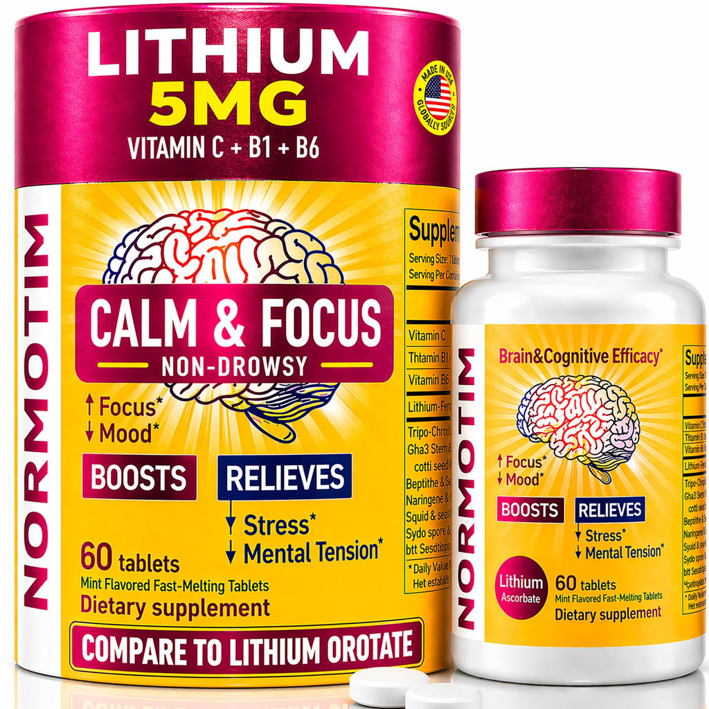 Calm & Focus Support – Lithium Ascorbate 5mg Fast-Dissolve Tablets with Vitamin C, B1 & B6 – Non-Drowsy Cognitive & Memory Support