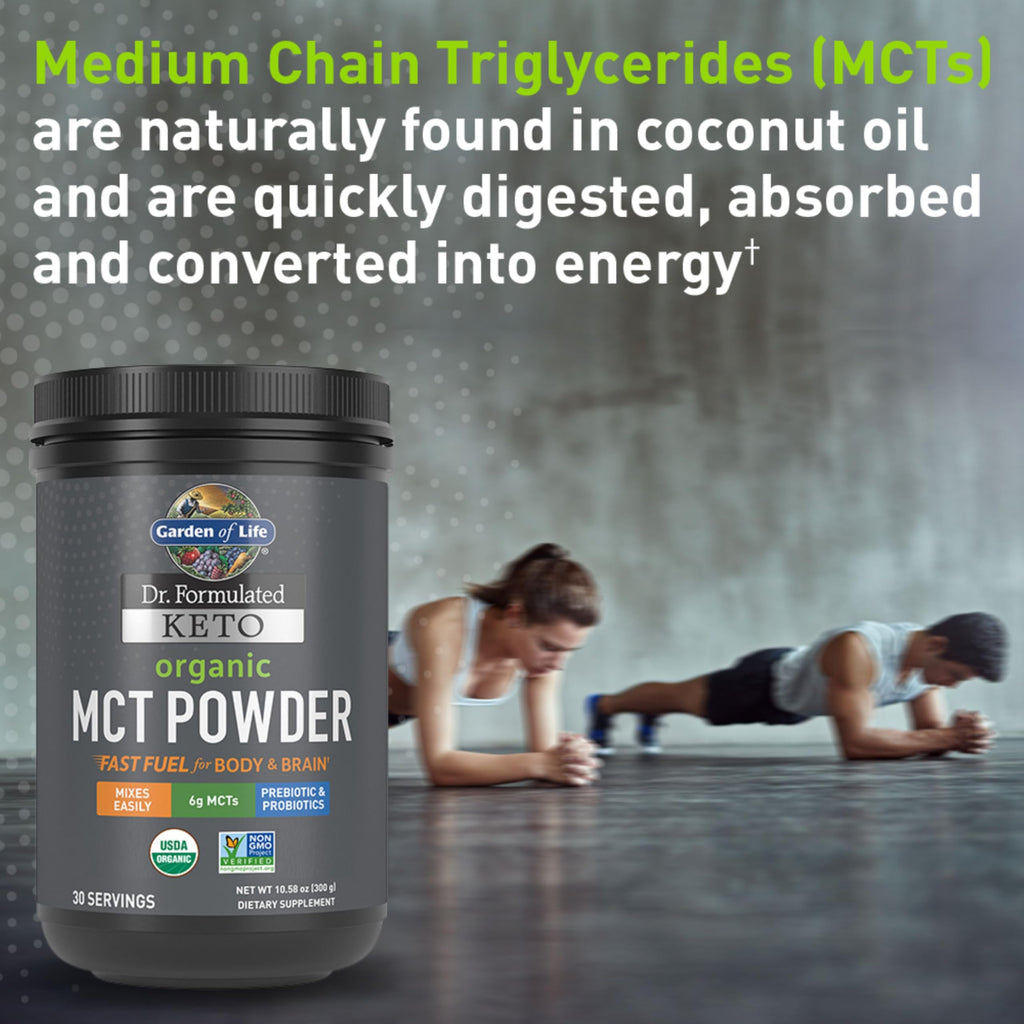 Garden of Life Dr. Formulated Keto Organic MCT Powder - 30 Servings, 6g MCTs from Coconuts plus Prebiotic Fiber & Probiotics