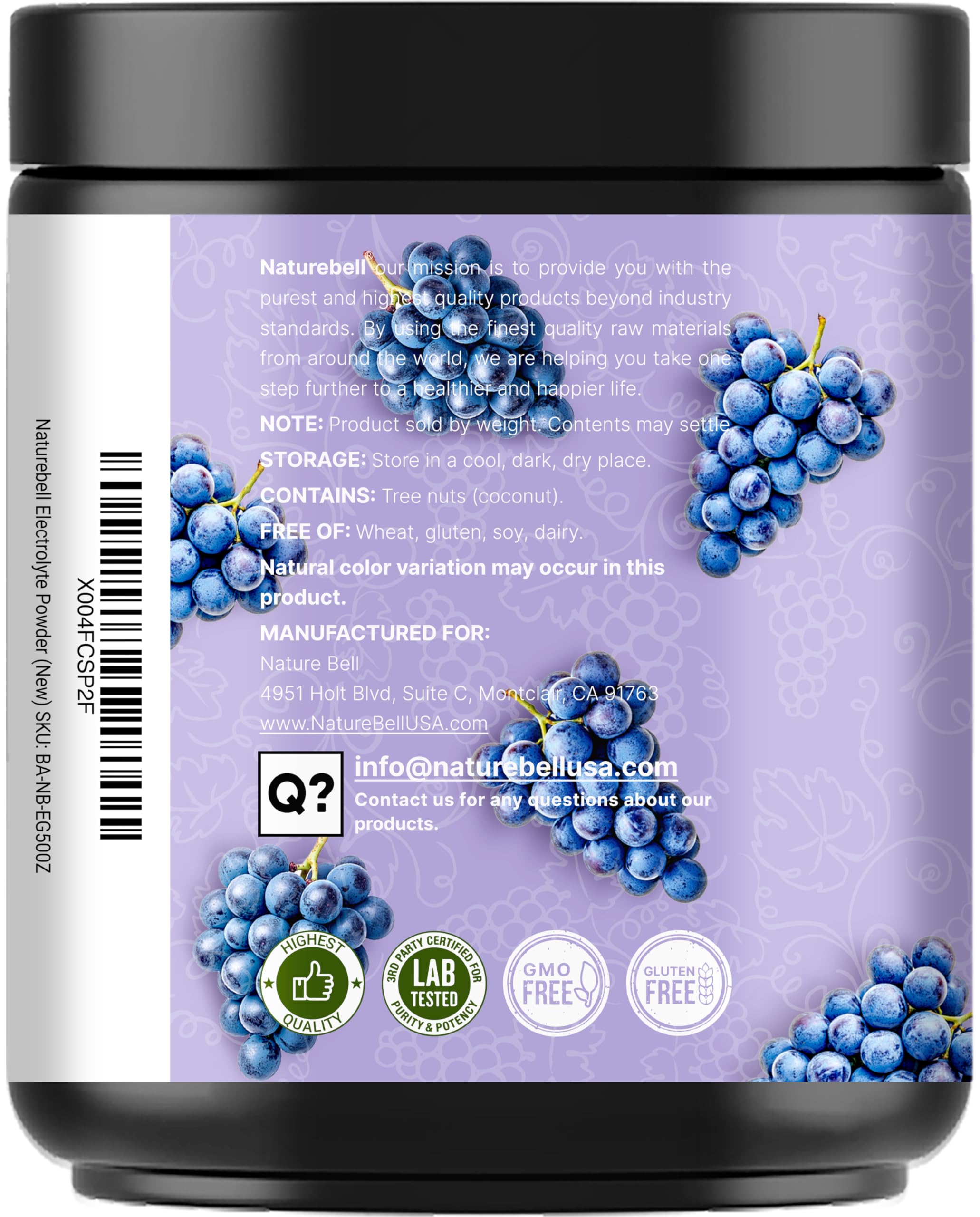 NatureBell Electrolytes Powder No Sugar, 500g (76 Servings) | Keto Fast Hydration Powder, Carnivore-Friendly Electrolyte – 1,000mg High Potassium, Minerals,