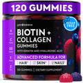 YOLOBALANCE Biotin Gummies 10000mcg for Hair Growth Support - Sugar Free Multi Collagen with Keratin, Silica & Hyaluronic Acid - Pectin Based,