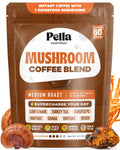 Pella Nutrition Mushroom Coffee – Lions Mane, Reishi, Chaga, Cordyceps, Shiitake, Maitake, and Turkey Tail Mushroom Supplement – Superfood Instant