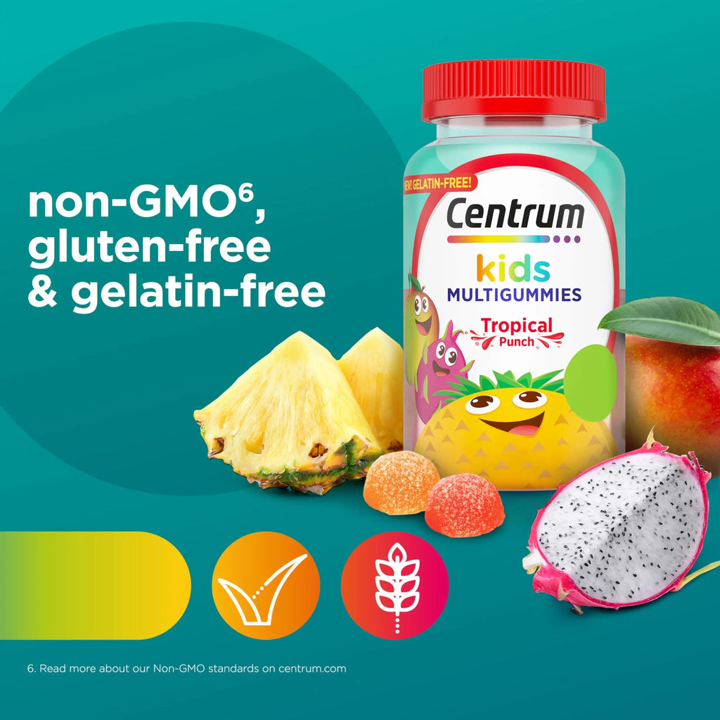 Centrum Kids Multivitamin Gummies, Tropical Punch Flavor Made With Natural Flavors, Stocking Stuffer, 150 Count, 150 Day Supply Centrum Au supplements