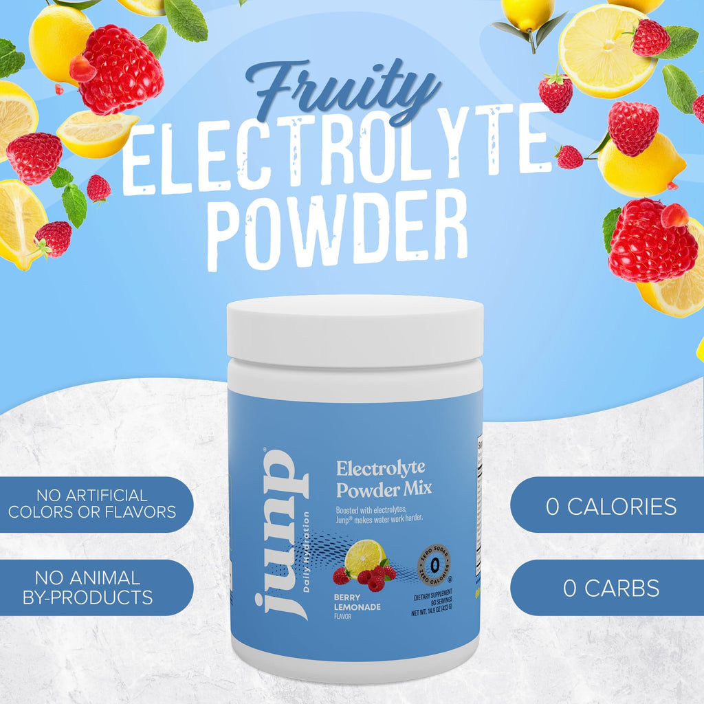 JUNP Electrolytes Powder No Sugar No Carbs – Berry Lemonade Keto Electrolyte Drink Mix - Potassium & Salt Hydration Powder Electrolytes - Zero Calorie Sugar Free Electrolyte Powder, 90 Servings