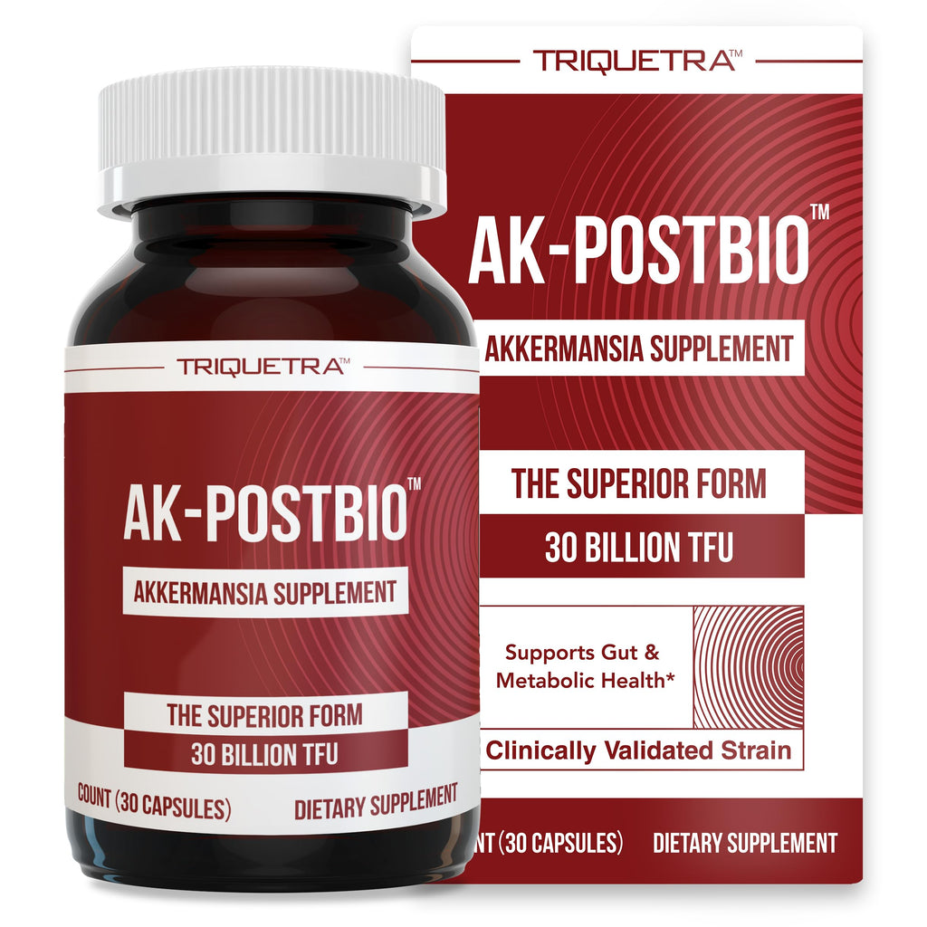 AK-Postbio: Akkermansia Probiotic 30 Billion TFU - Max Strength, Clinically Validated Dose & Patented Strain - Superior Pasteurized Form, Highest Absorption, Delivery - GLP-1 Probiotic - 30 Servings Triquetra Health Au supplements