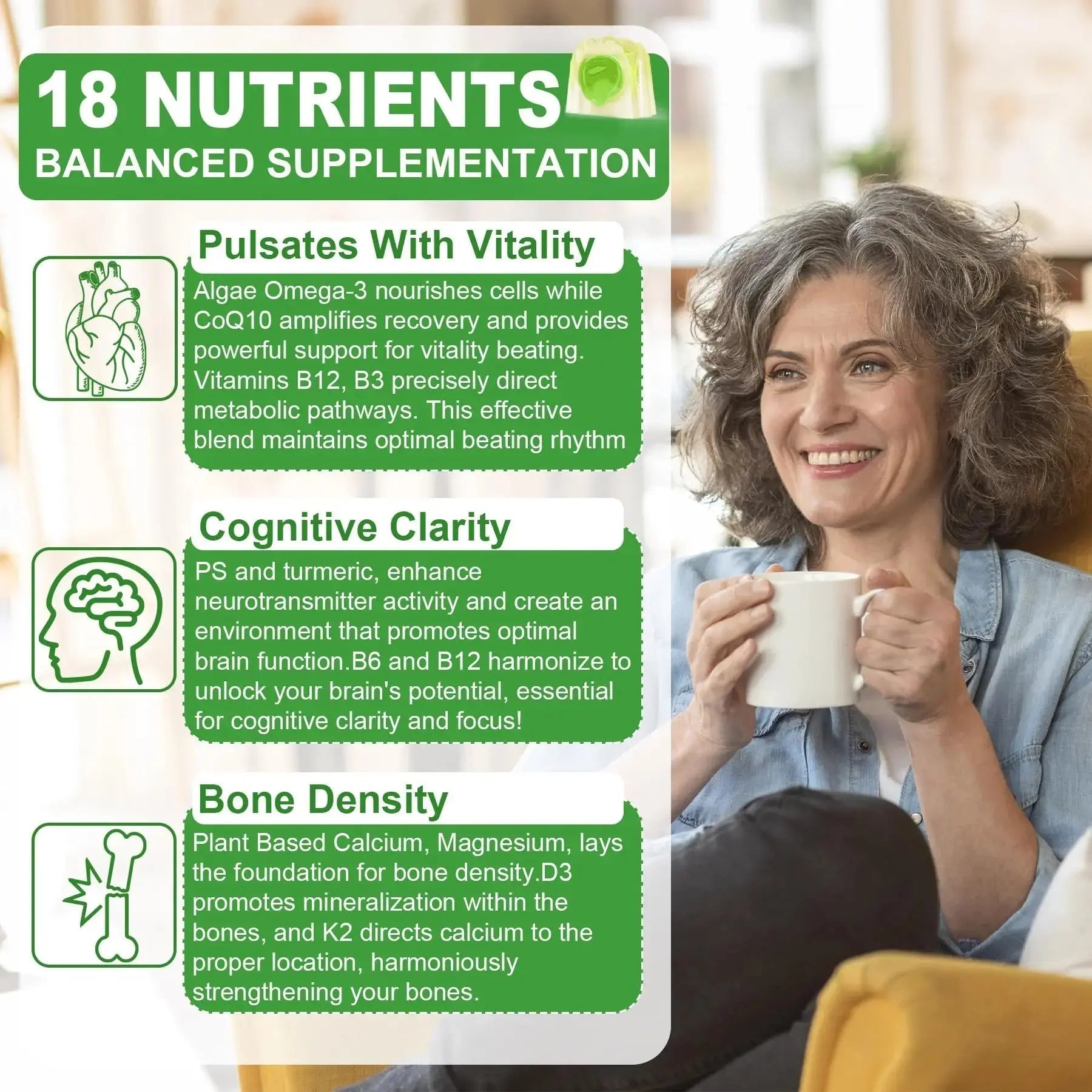 NEVISS 50+ Daily Gummy Multivitamin Algae Omega 3 & Calcium, CoQ10, Magnesium + Vitamin D3 5000IU Gummies 125mcg with Calcium 600mg, K2(MK7) 200mcg NEVISS Au supplements