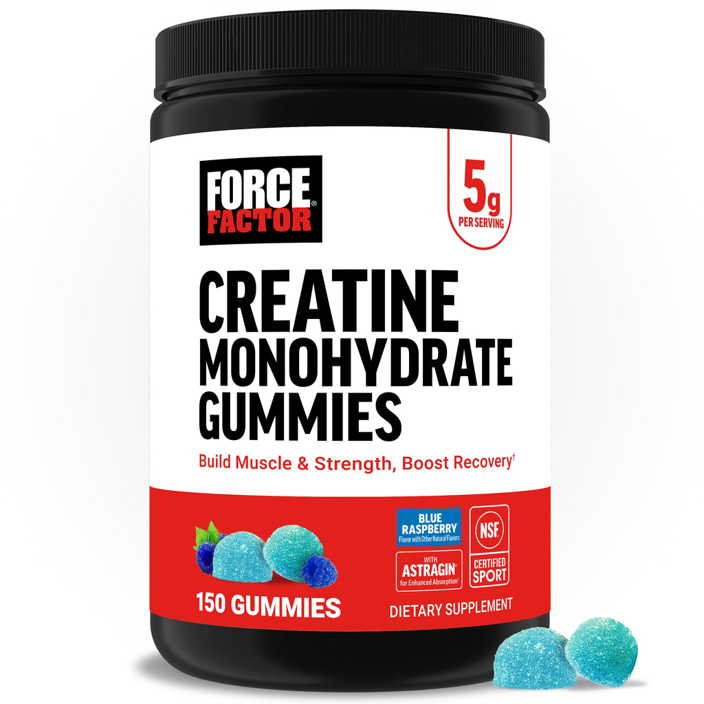 Force Factor Creatine Monohydrate Gummies, NSF Certified, 5g Dose for Men & Women to Support Muscle, Strength, Recovery, Cognitive Health & Memory, Packaging May Vary, Blue Raspberry, 150 Gummies Force Factor Au supplements
