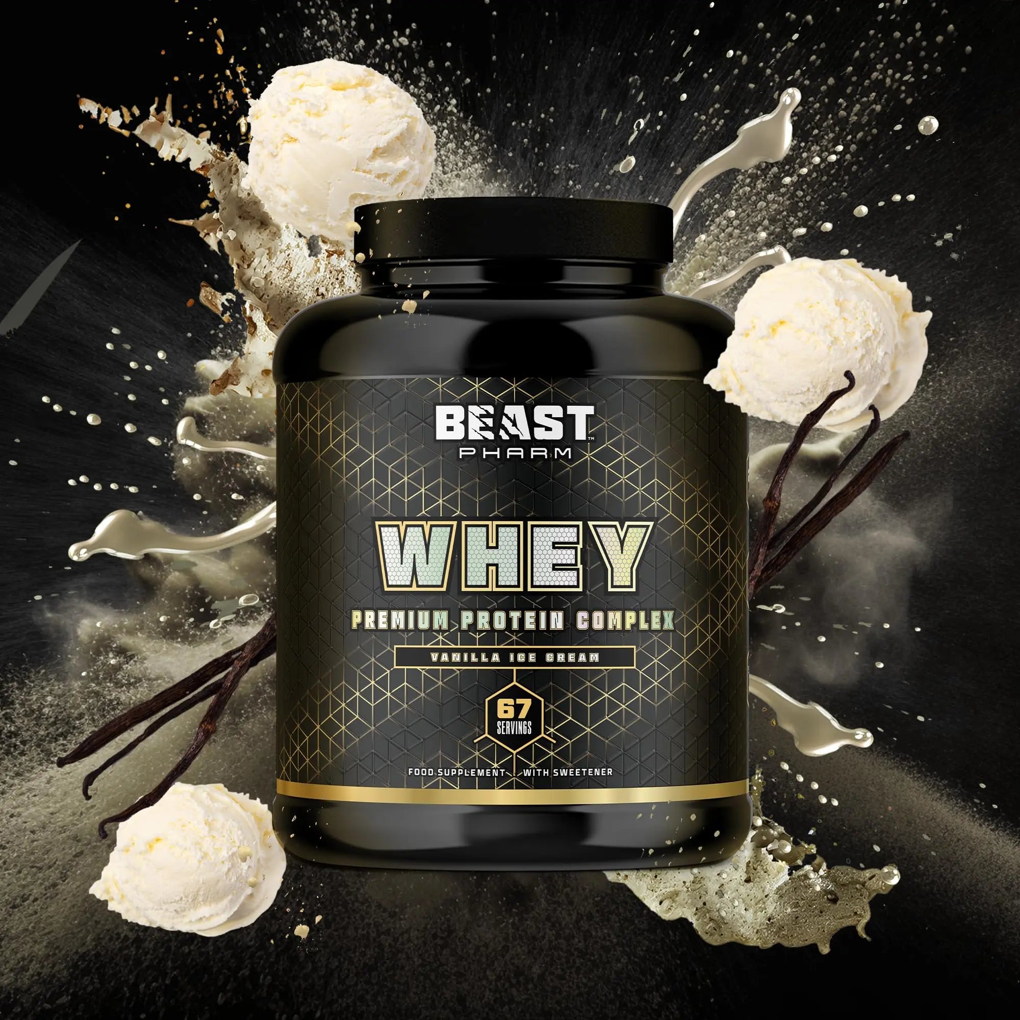 Beast Pharm | WHEY Protein Powder | 2.01kg/67 Servings | Vanilla Ice Cream Beast Pharm Au supplements