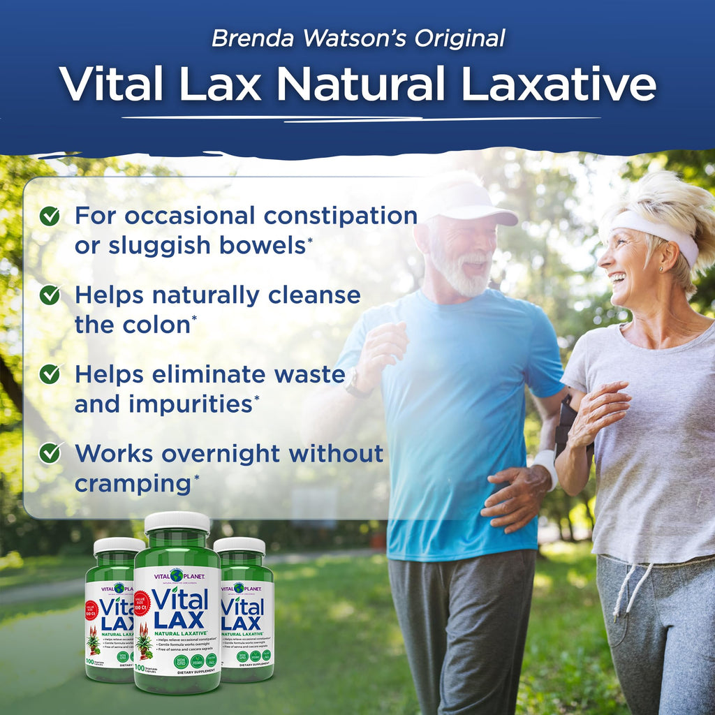 Vital Planet - Vital Lax Natural Laxative Cleanse Supplement for Occasional Constipation, with Magnesium Hydroxide, Slippery Elm, Aloe,