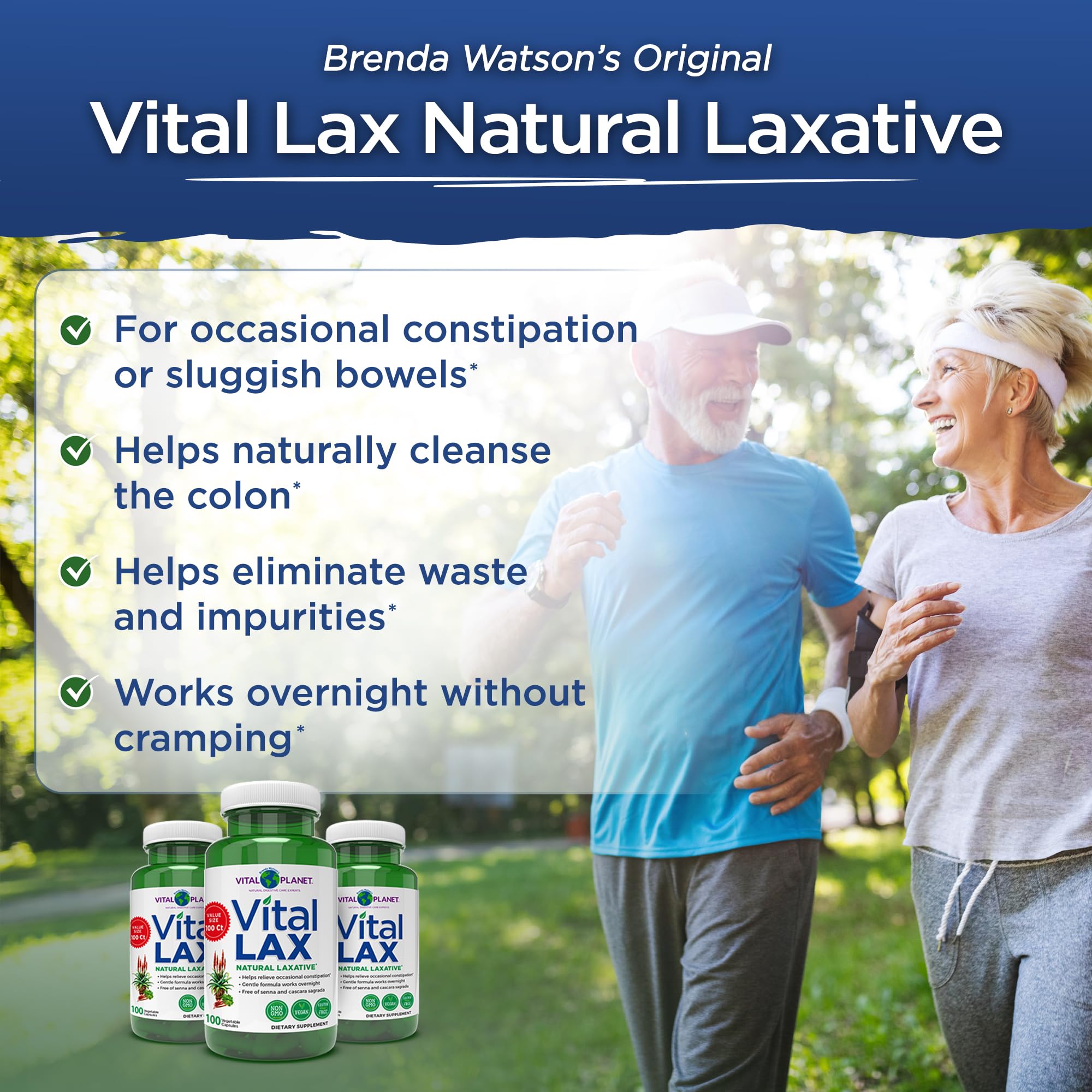 Vital Planet - Vital Lax Natural Laxative Cleanse Supplement for Occasional Constipation, with Magnesium Hydroxide, Slippery Elm, Aloe,