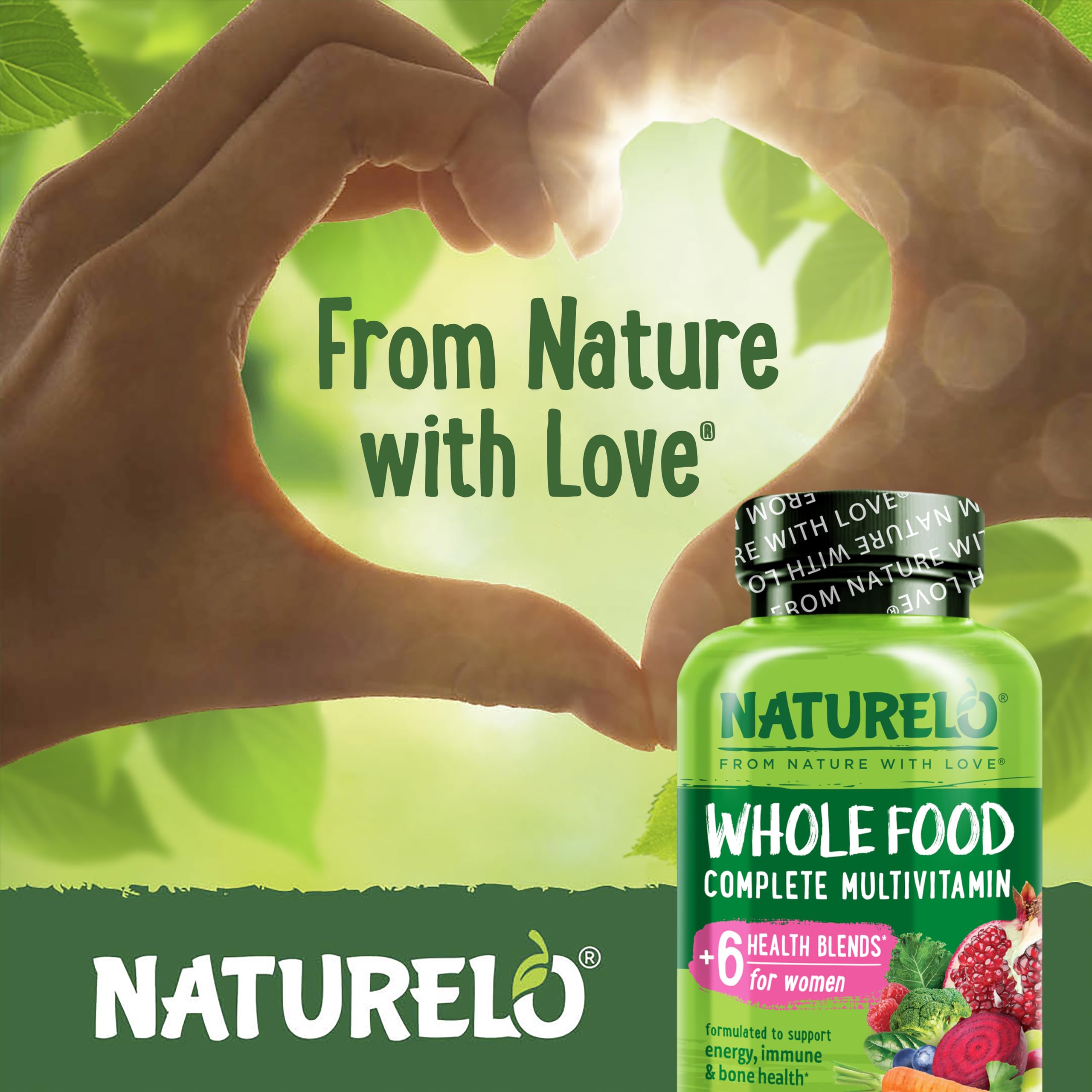 NATURELO Whole Food Multivitamin for Women - with Vitamins, Minerals, & Organic Extracts - Supplement for Energy and Heart Health