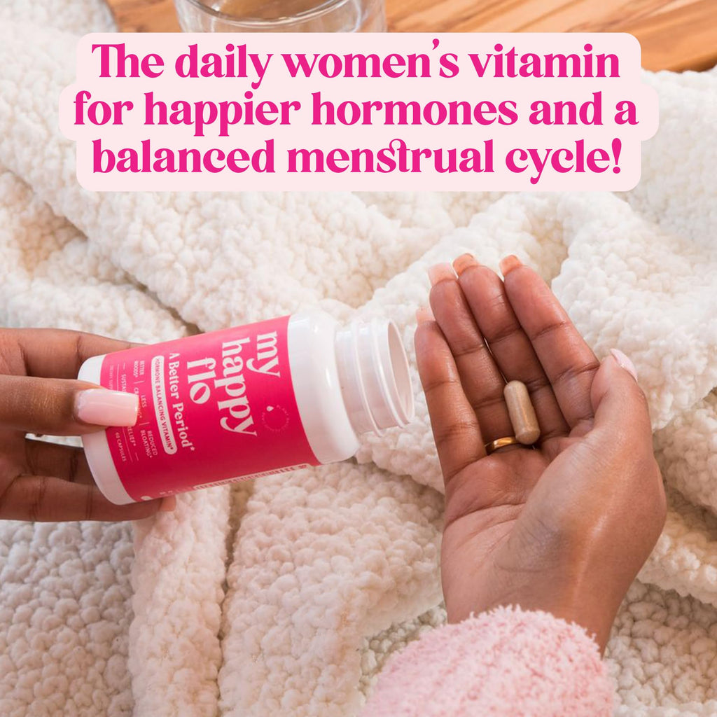 My Happy Flo PMS Support Supplement for Women with Iron, PMS Relief Hormone Support for Women, 10-in-1 PMDD Supplements for Women | DIM & I3C Indole-3-Carbinol for Cramp Relief, Heavy Flow - 60 Caps My Happy Flo Au supplements